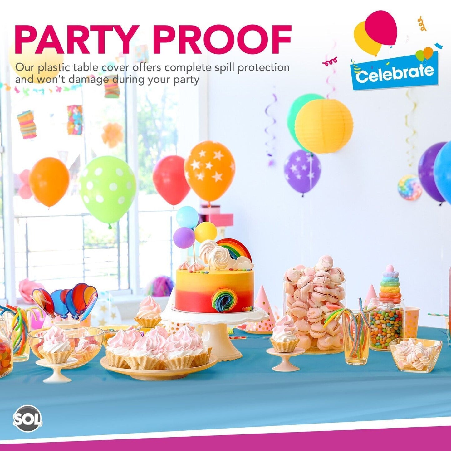 Plastic Table Cloth Covers Rectangular | Party Tableware | 2 Pack