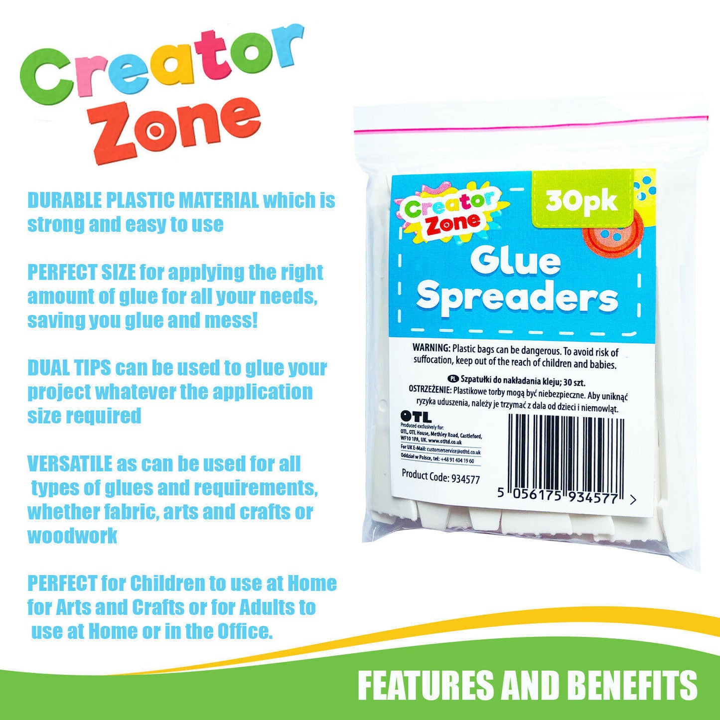 Glue Spreaders Plastic PVA Adhesive Sticks | White | 30 Pack