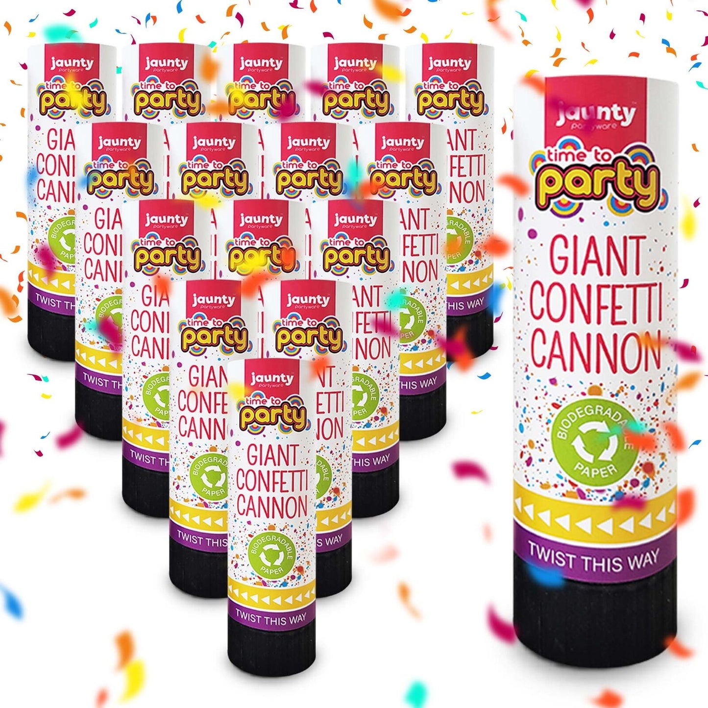 Confetti Cannons Multicolour Biodegradable | Party & Events | 8 Pack
