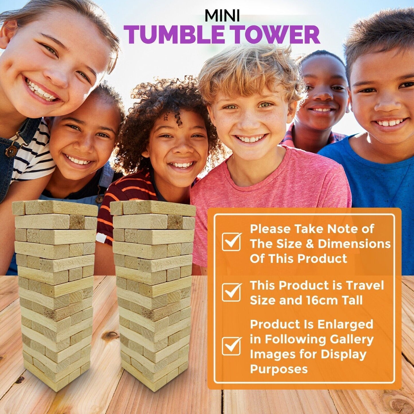 Wooden Tumbling Tower Game 48 Pieces | Traditional Stacking | 2 Pack