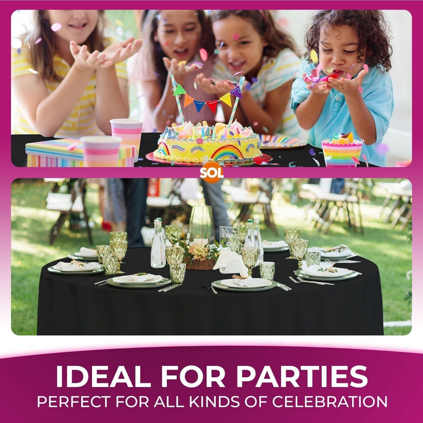 Plastic Table Covers Round 1.4M | Disposable Wipe Clean Party Cloth | 3 Pack