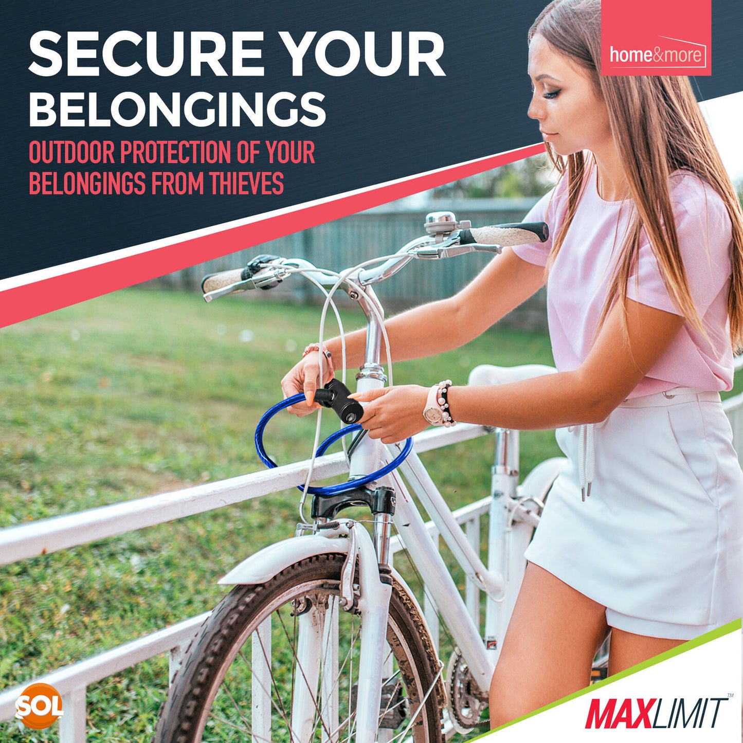 Bike Lock Cable with Keys 650mm | Steel Bicycle Security | 2 Pack