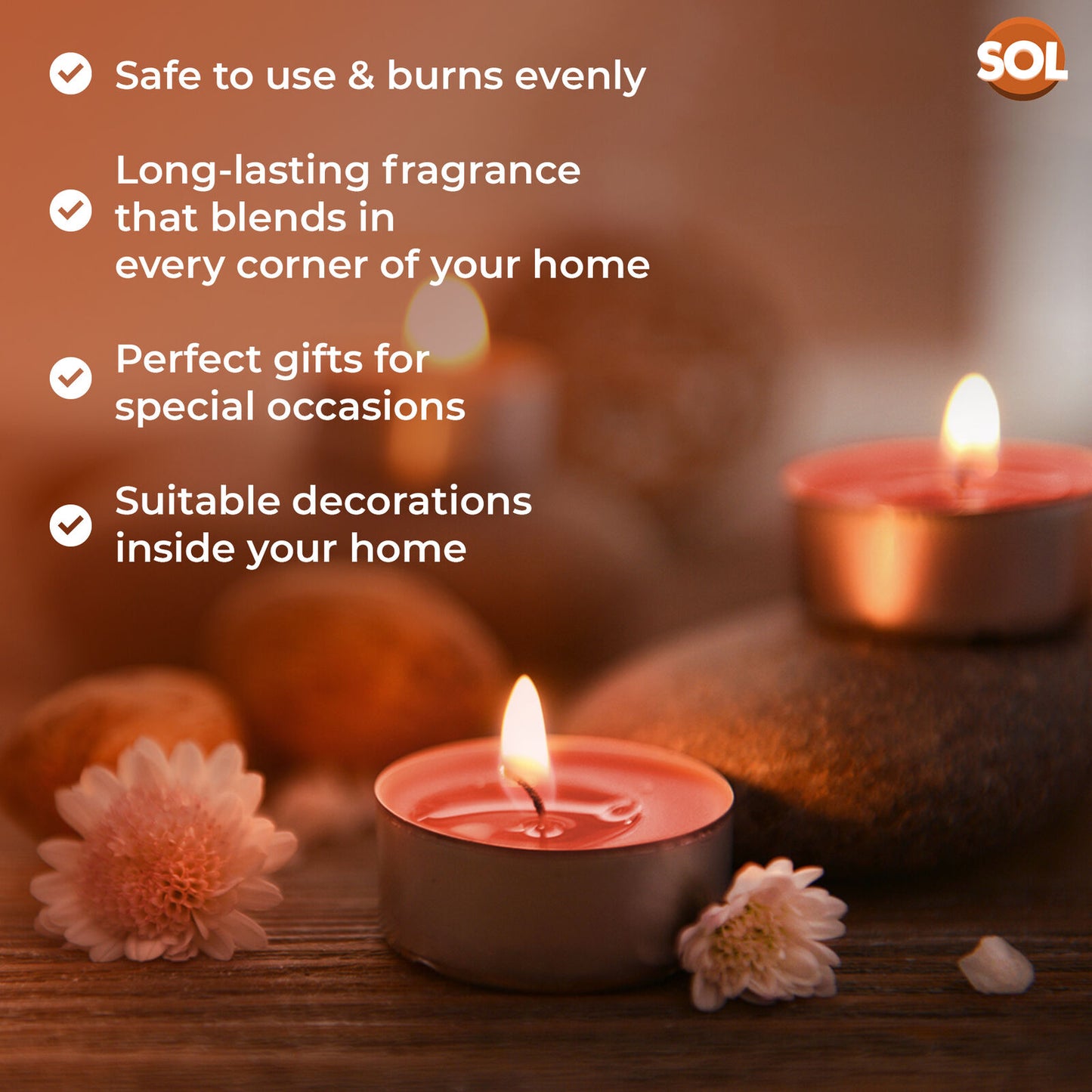 Scented Tea Light Candles | 4 Hour Burn Fragrance | 75 Pack