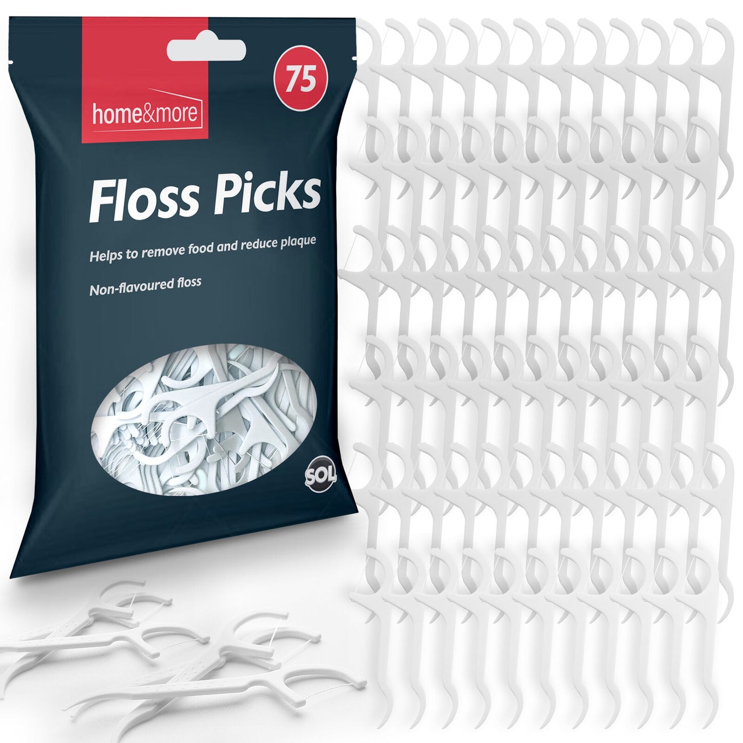 Dental Floss Sticks | Interdental Tooth Picks Plaque Care | 75 Pack