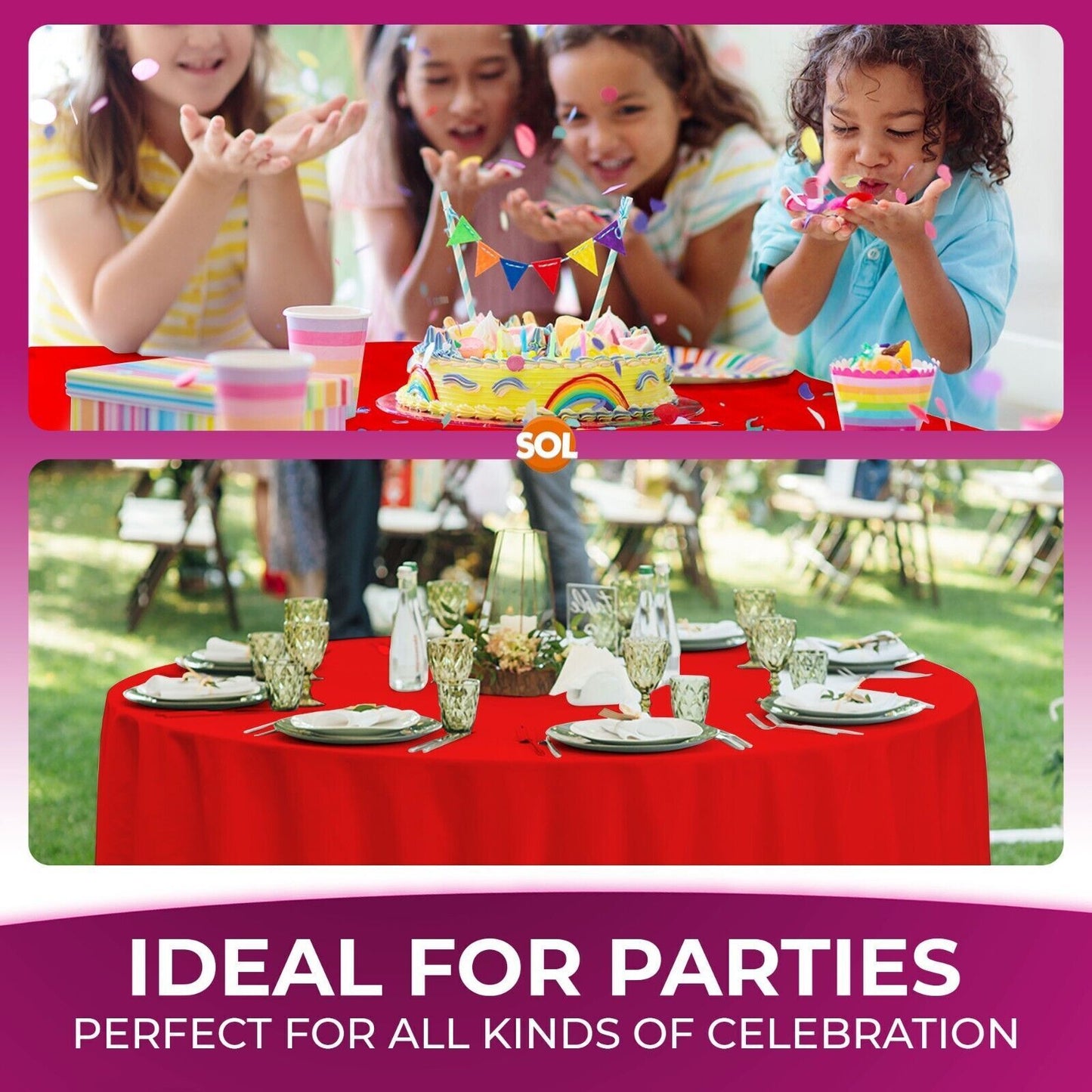 Plastic Table Covers Round 1.4M | Disposable Wipe Clean Party Cloth | 3 Pack