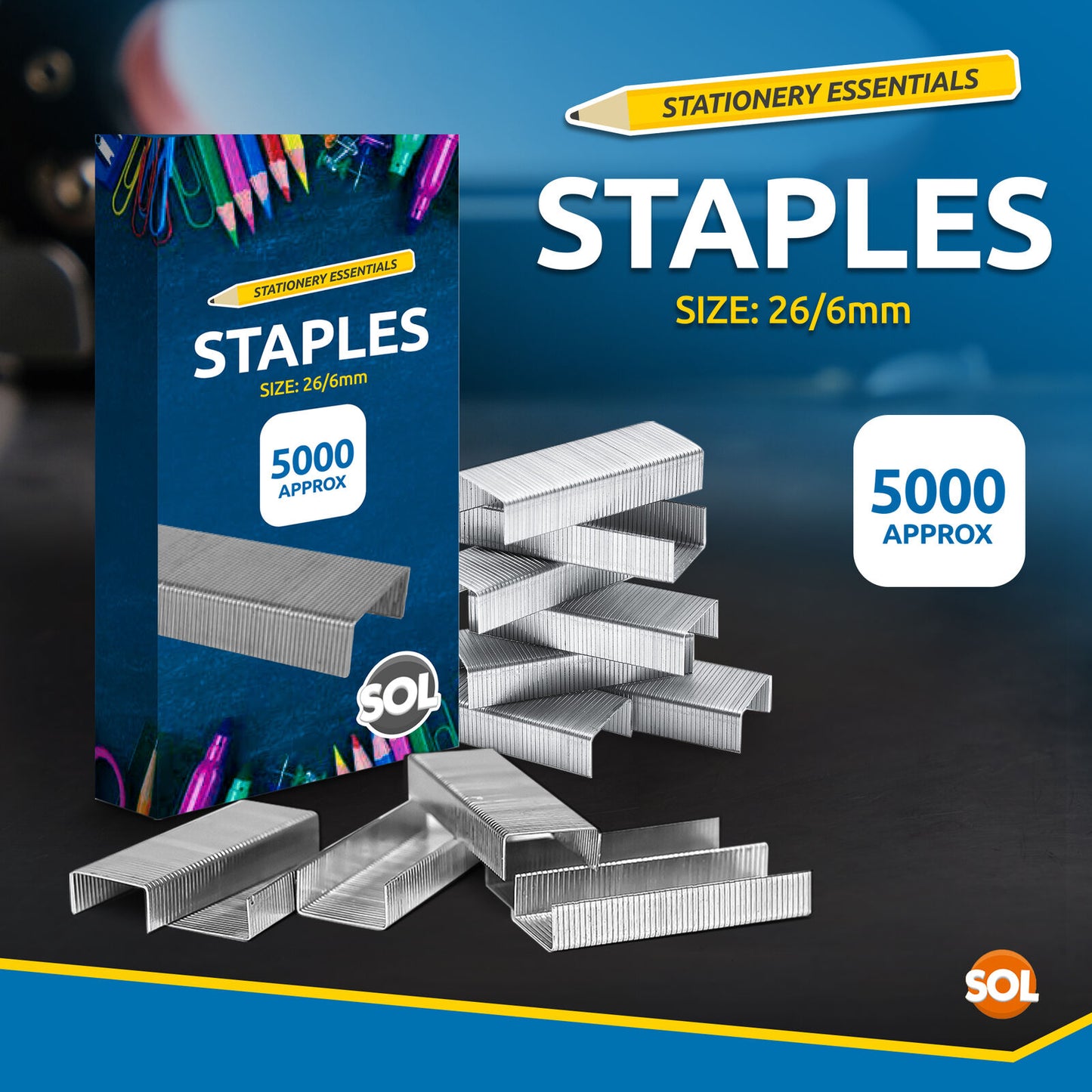 Office Staples 26/6 | Standard Fit Staplers | 5000 Pack