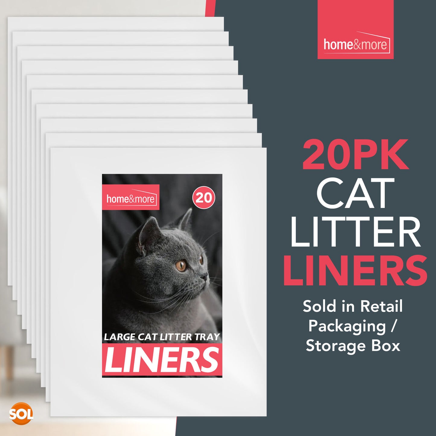 Extra Large Cat Litter Tray Liners 56x70cm | Disposable Bags | 10 Pack