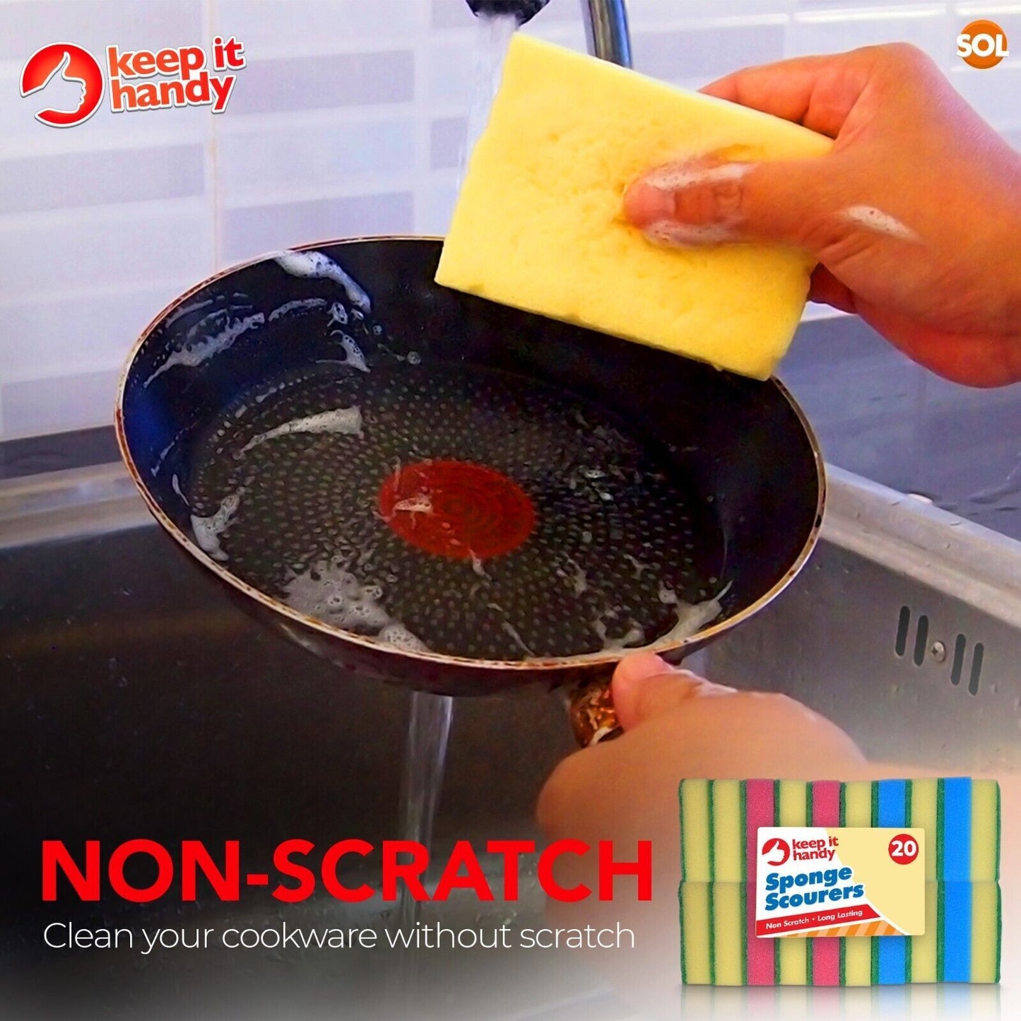 Sponge Scourers | Kitchen Dish Cleaning Pads | 60 Pack