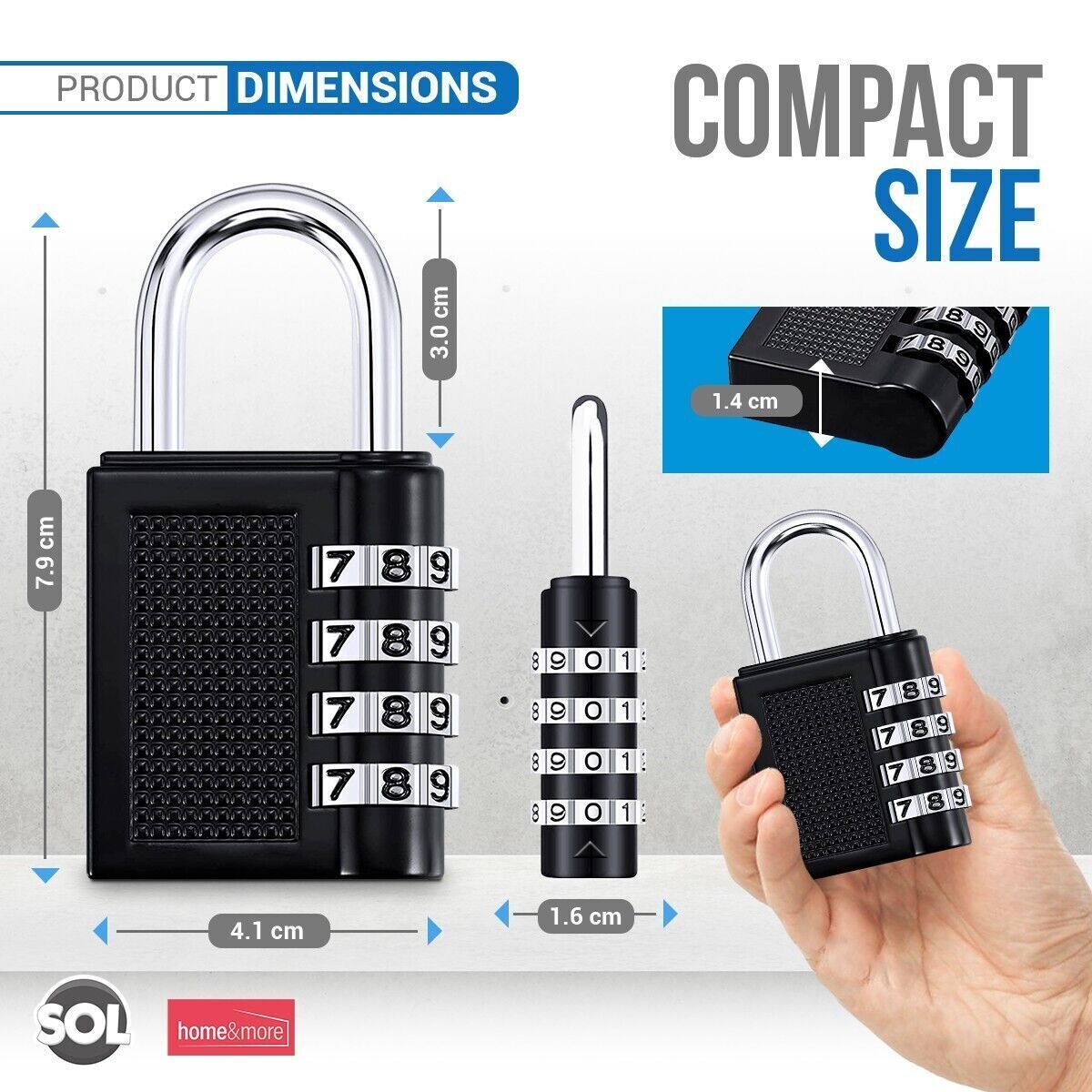 2x 4 Digit Combination Padlock Heavy Duty Outdoor Lock Gym Travel Luggage Locker