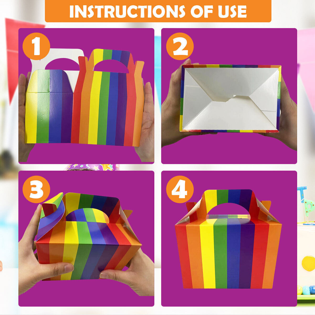 Rainbow Party Boxes | Large Kids Food Lunch Meal | Birthday Loot Gift Bag 20 Pack