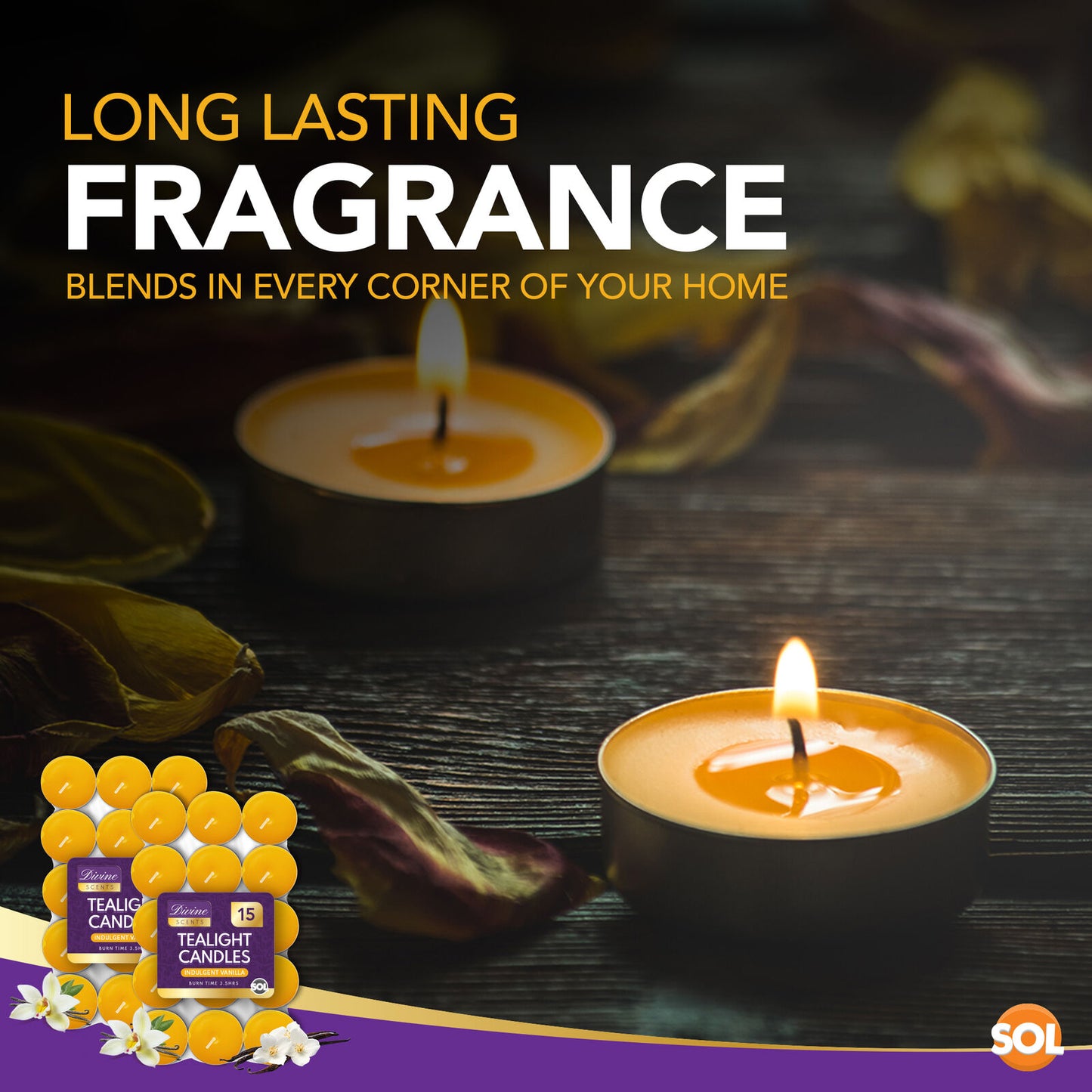 30pk Scented Tea Lights Candles | Various Perfumes 4 Hour Burn Night T Tealights