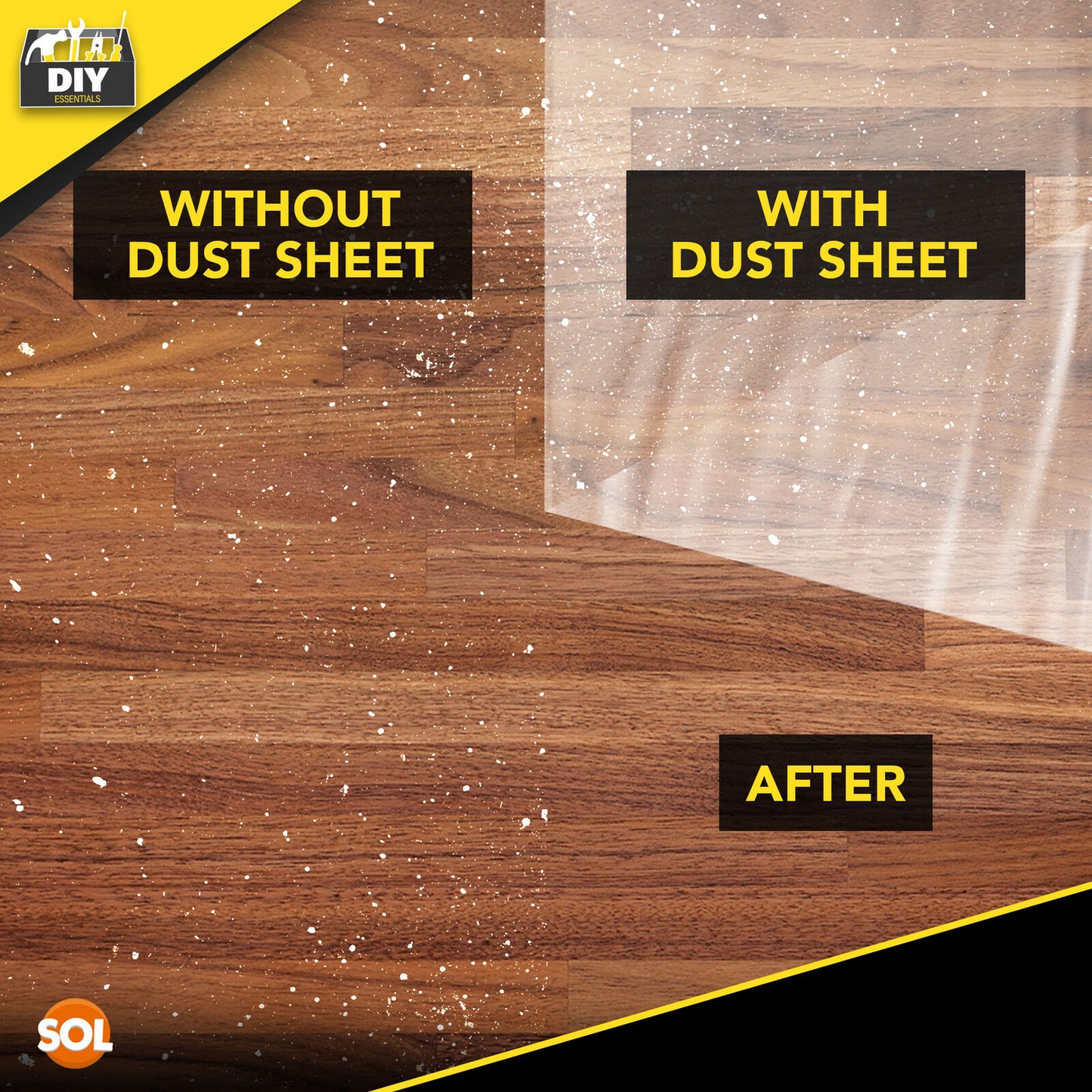 Large Dust Sheets 3.6M | Clear Plastic Polythene Decorating Covers | 4 Pack