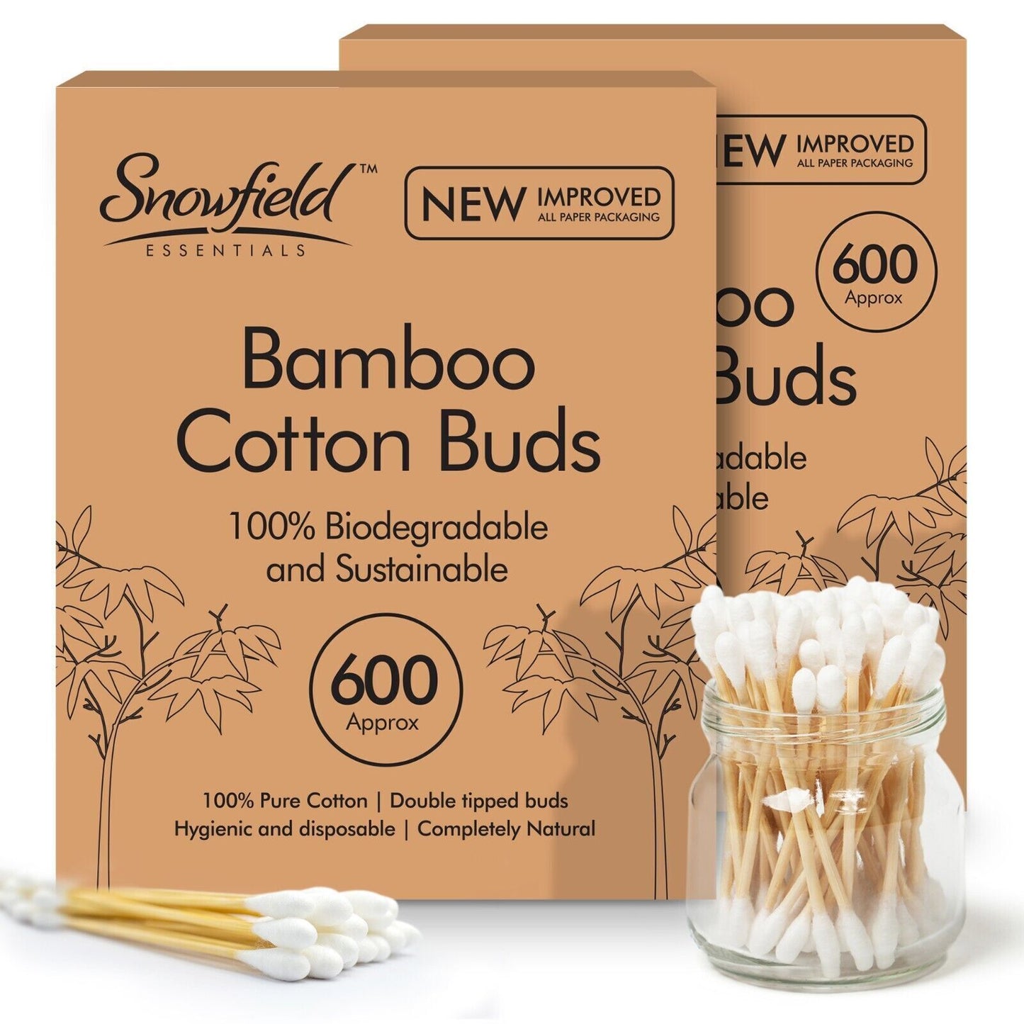 Bamboo Cotton Buds | Wooden Biodegradable Ear Swabs | 1200 Pack