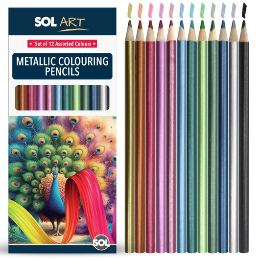 Metallic Colouring Pencils Shimmer Art & Craft | 12 Pack