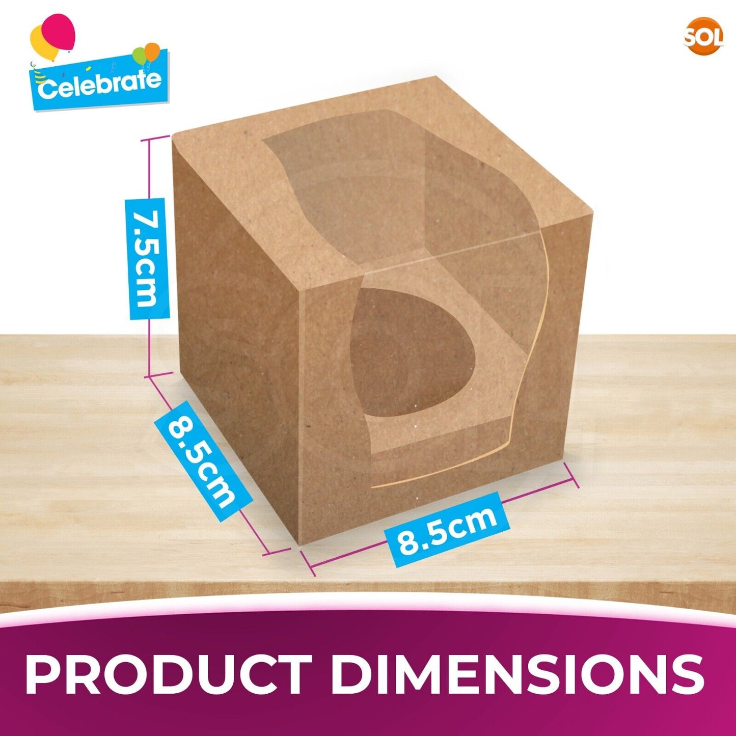 Cupcake Boxes Single Kraft | Window & Inner Tray | 12 Pack