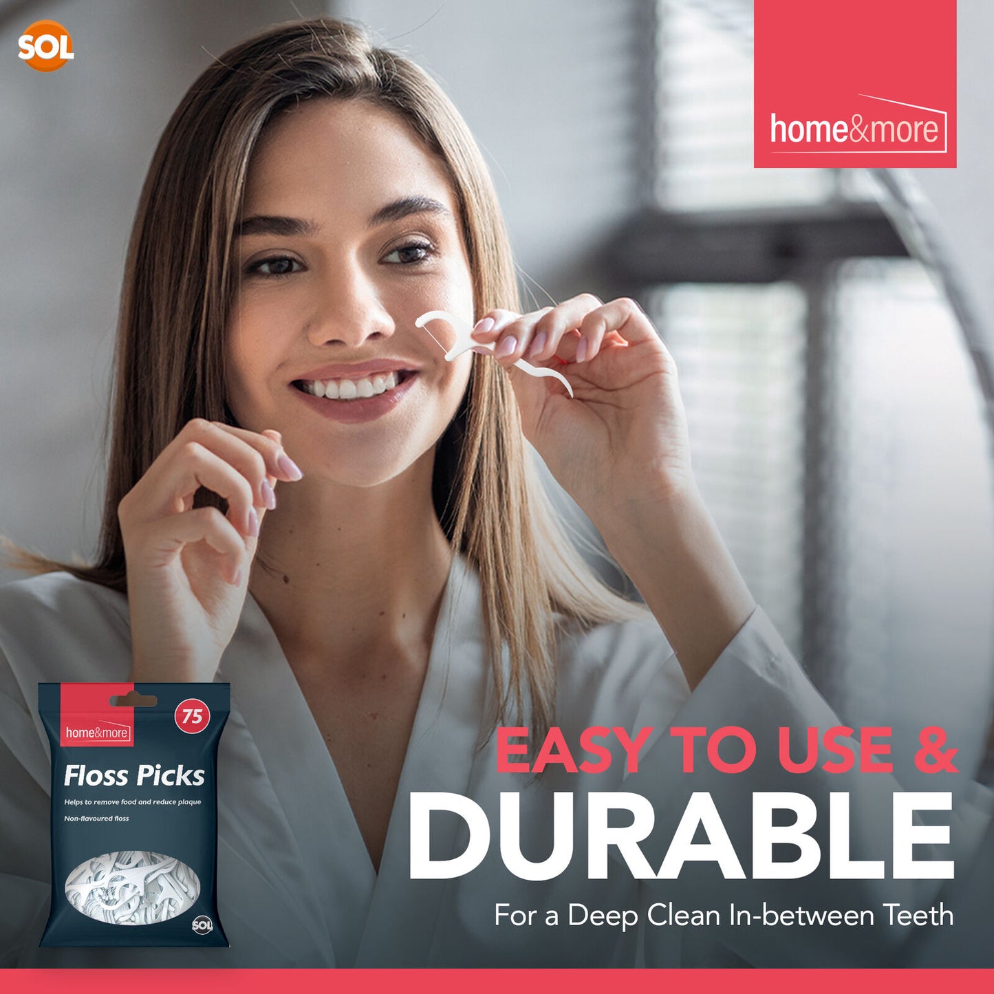 Dental Floss Sticks | Interdental Tooth Picks Plaque Care | 75 Pack