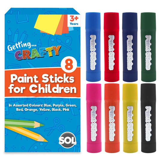 Kids Paint Sticks | 8 Assorted Colours Arts & Crafts | 1 Set