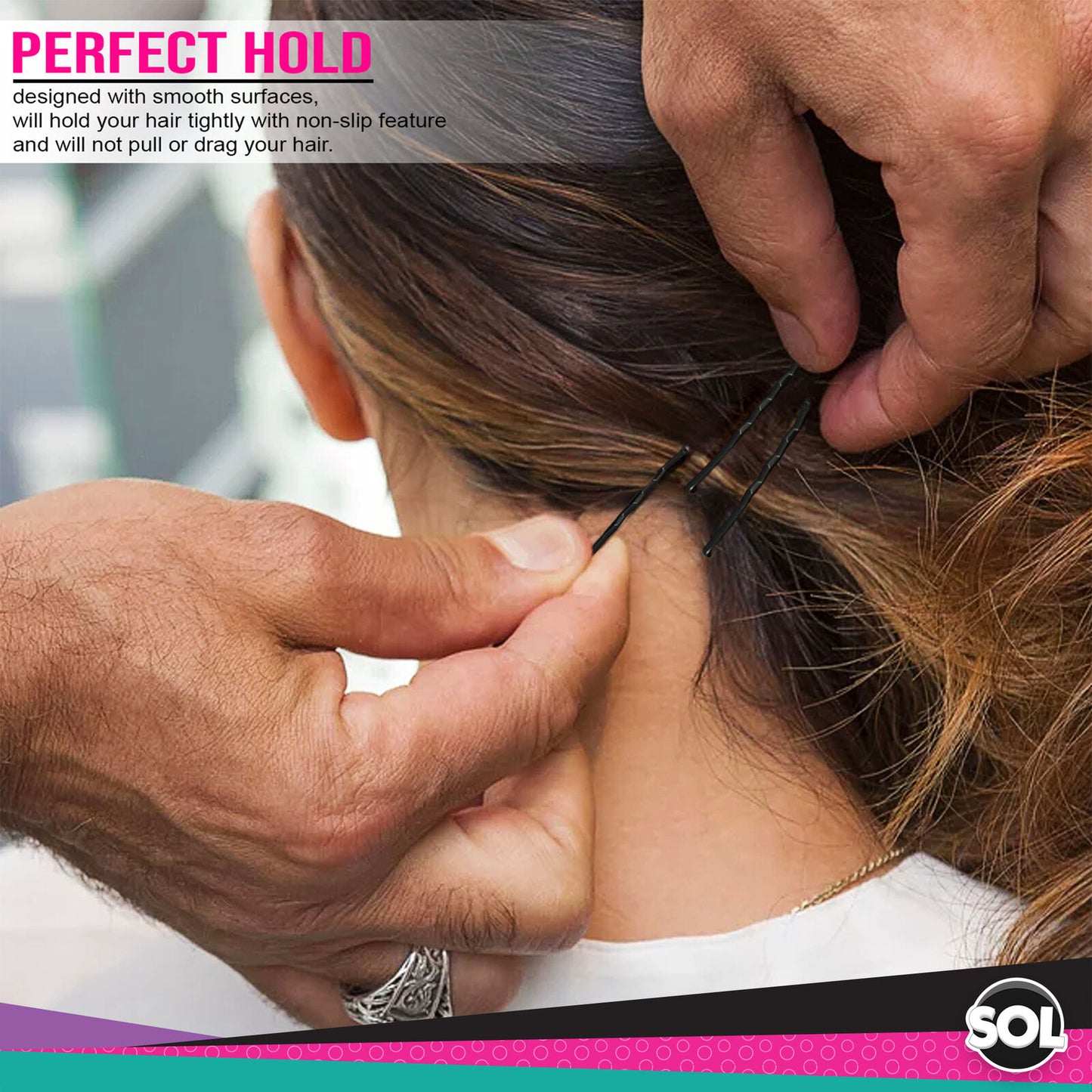 Hair Grips Black Bobby Pins 4.6cm | Waved Styling Clips | 400 Pack