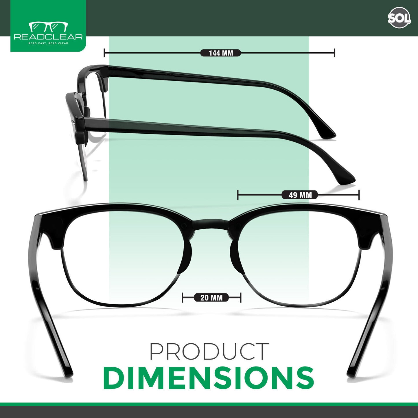 Thin Reading Glasses +1 to +3.5 | Unisex with Case & Cloth