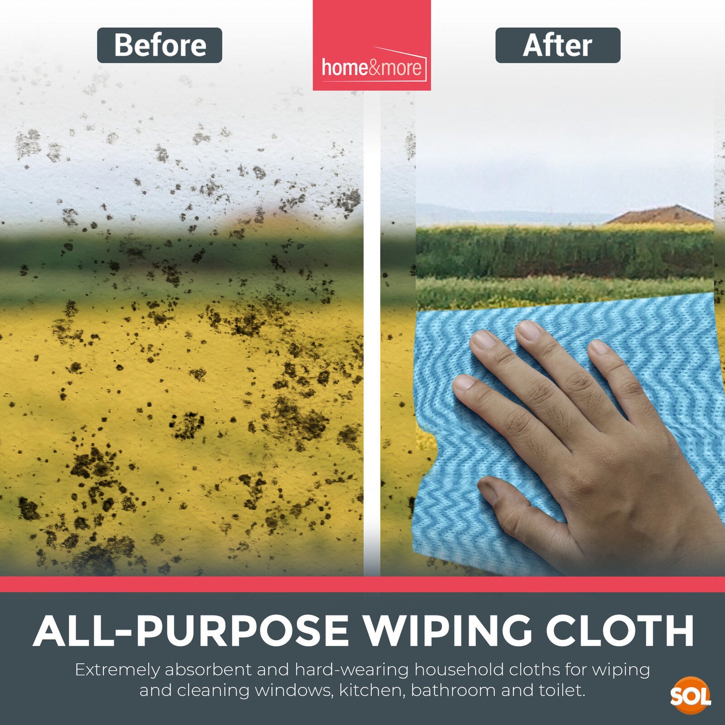 100 All Purpose Cleaning Cloths Blue Home Kitchen Hygienic Quality Wipes J Type