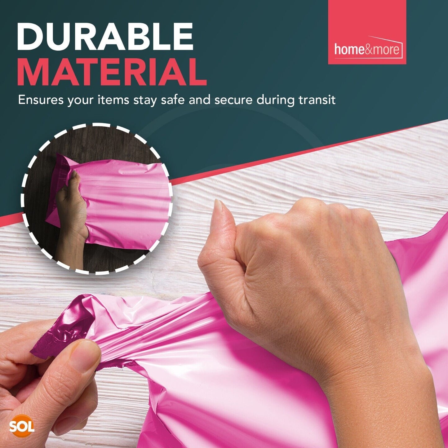 Pink Mailing Bags Mixed Sizes Strong Plastic Postal | 50 Pack