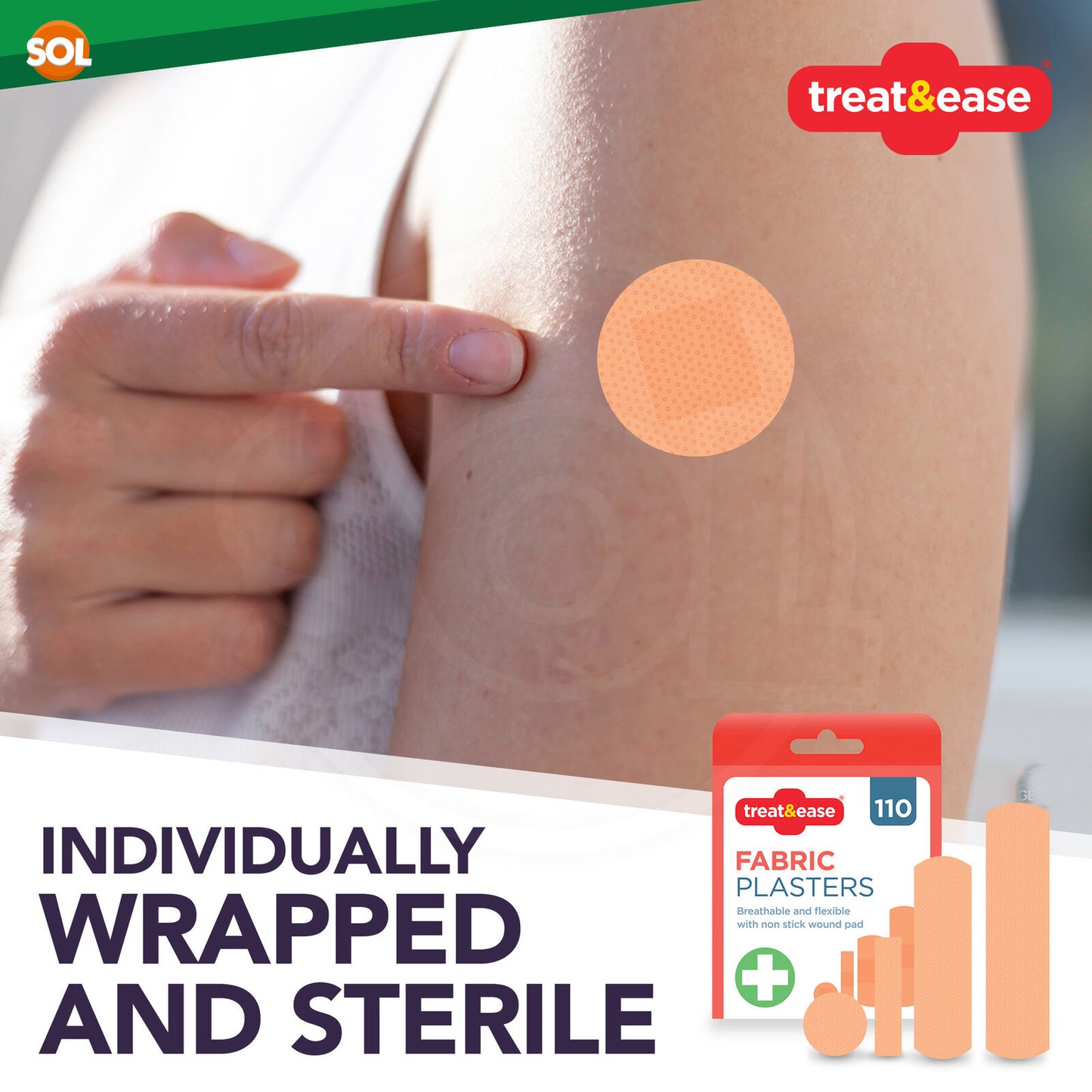 110 Assorted Fabric Plasters Breathable Flexible Adhesive FirstAid Wound Healing
