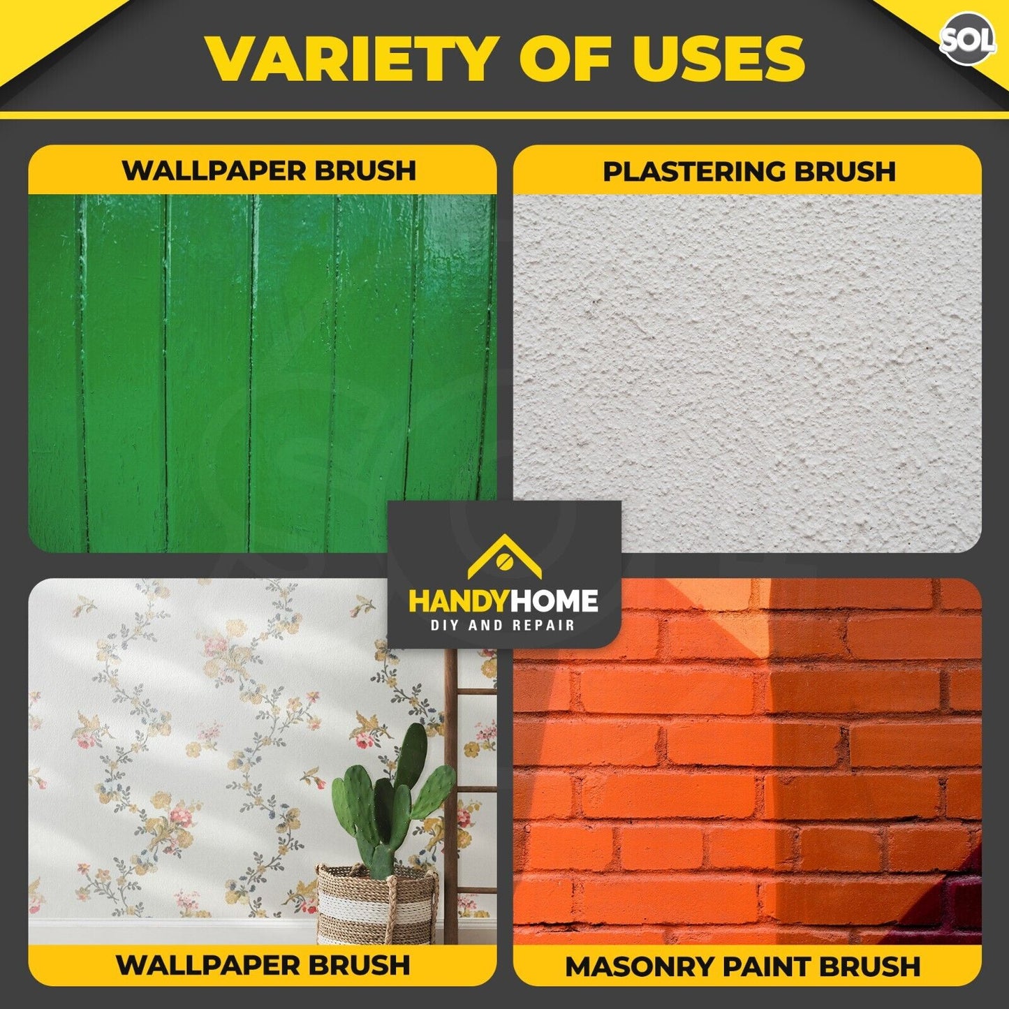 2-12 Shed Fence Brush 5" Multipurpose Wide Block Paint Paste Wood Decking Garden