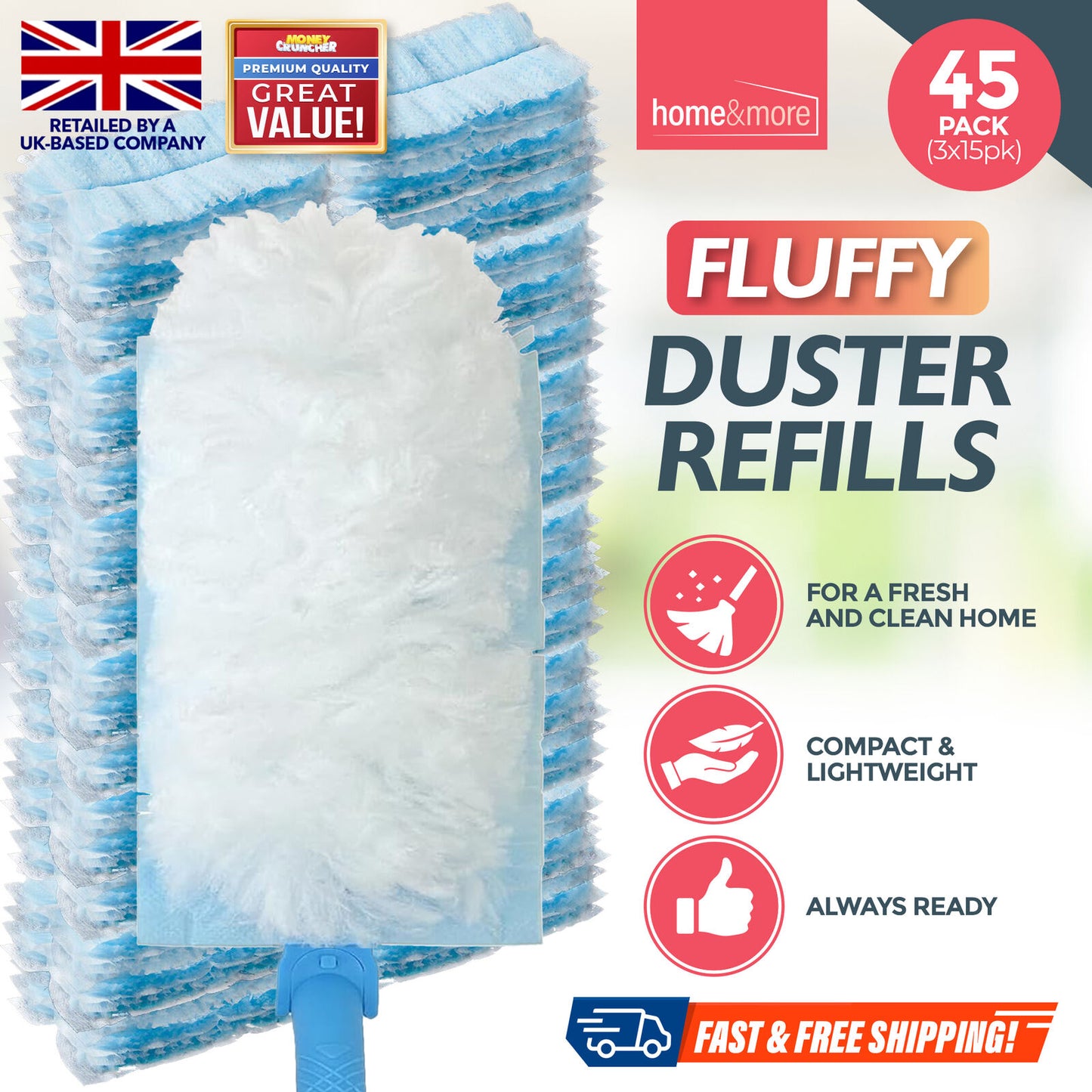 15-45 Fluffy Duster Refills Head Compatible for Pledge Swiffer Flash Dust Magnet