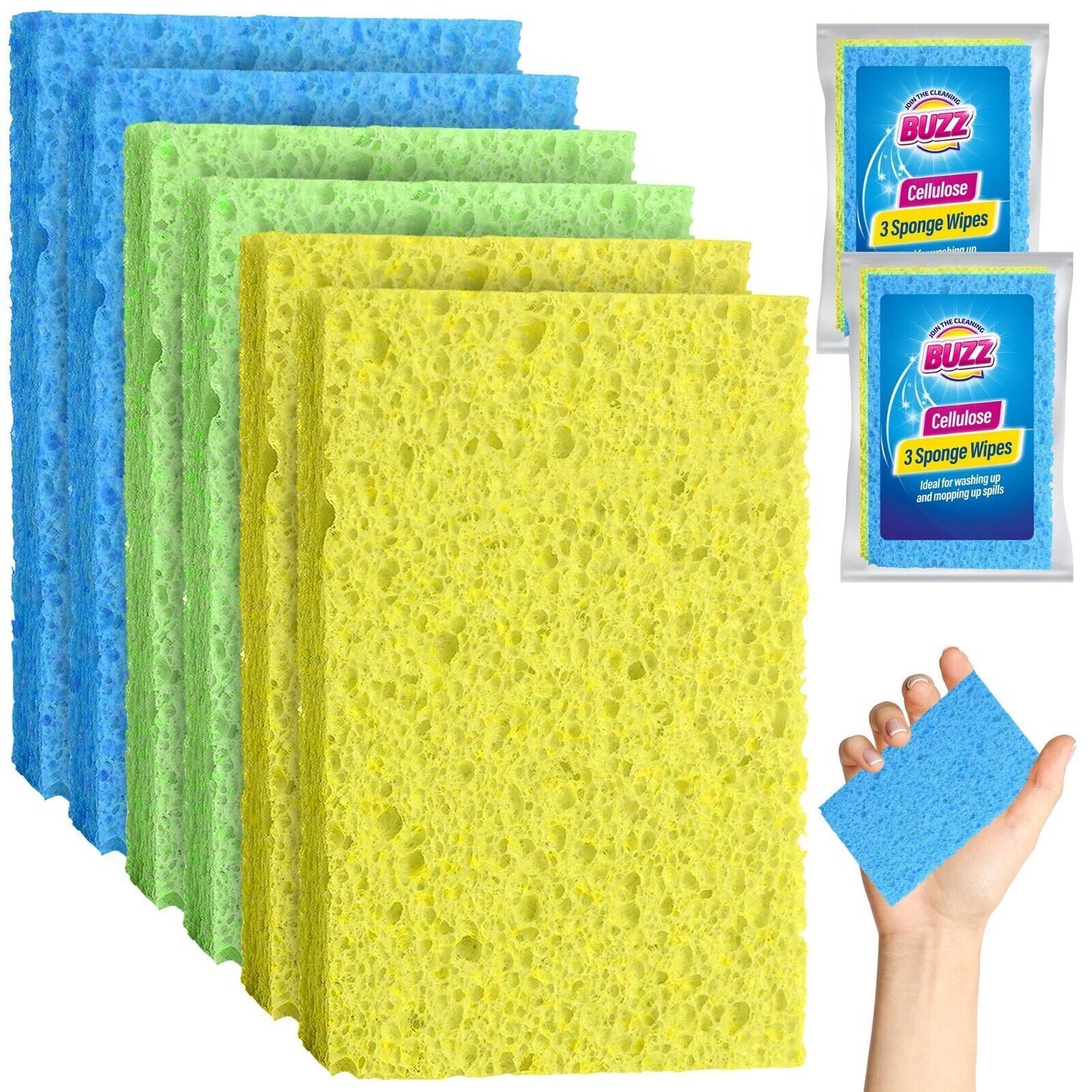 Cellulose Sponge Wipes | Absorbent Kitchen Cloths | 3 Pack