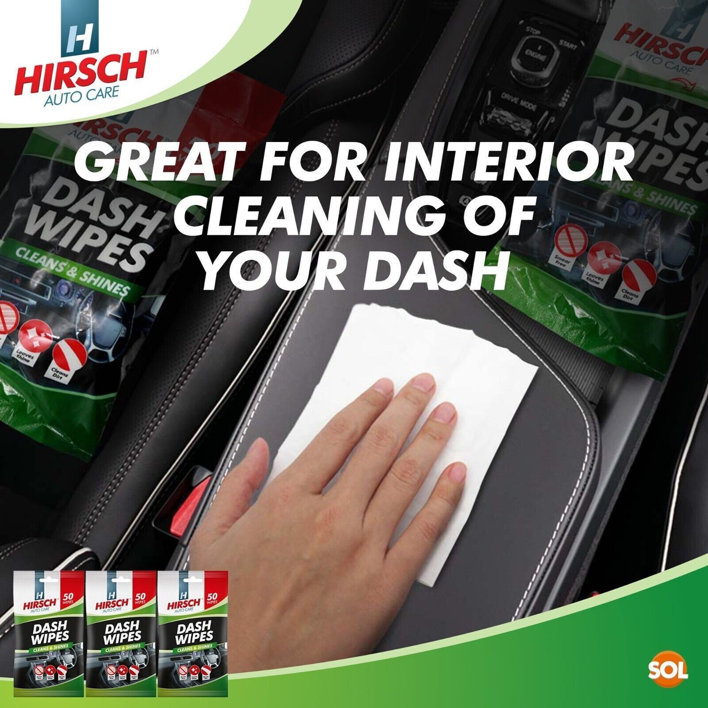 Car Dash Wipes | Gloss Interior Dashboard Cleaner | 300 Pack