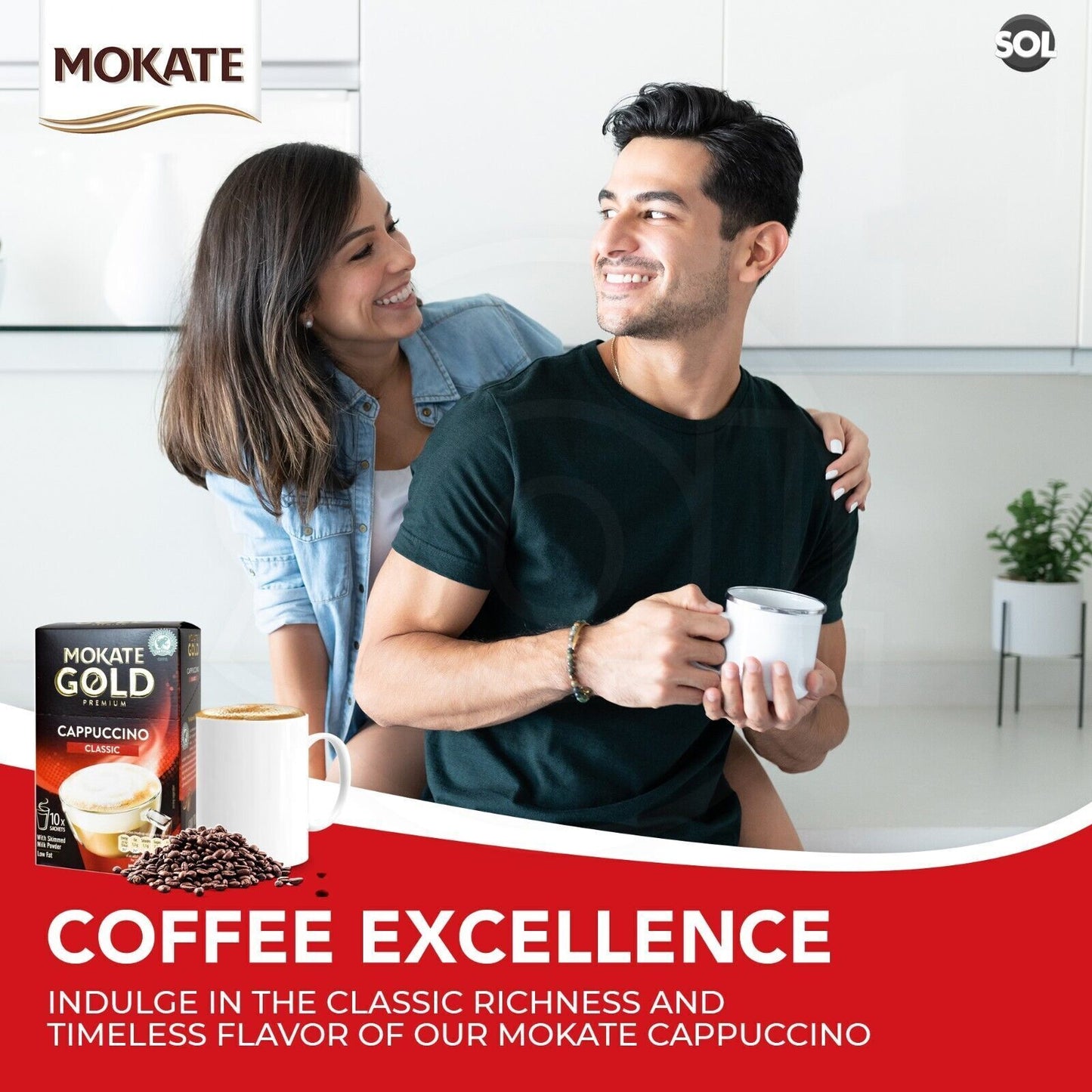 Mokate Gold Cappuccino Coffee Sachets | Classic & Chocolate Instant | 60 Pack