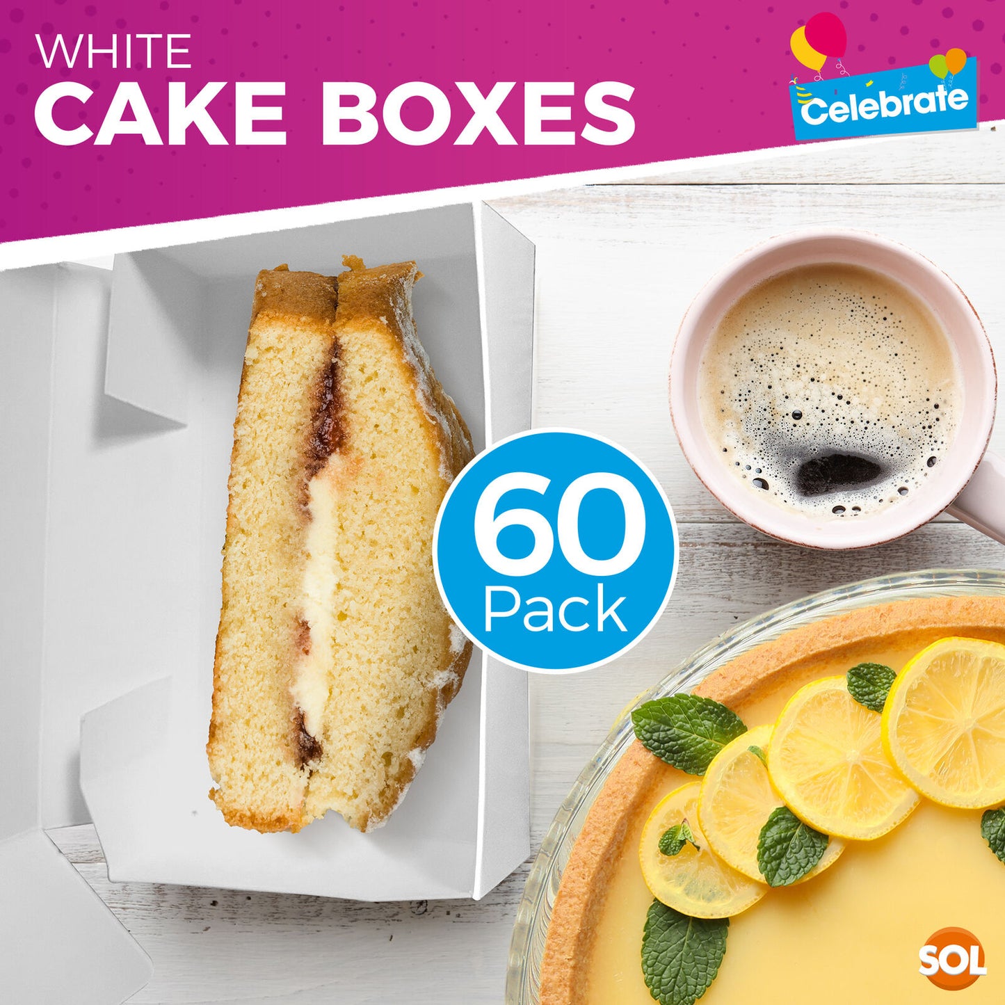 White Single Cake Slice Boxes | Wedding Party Favour | 20 Pack