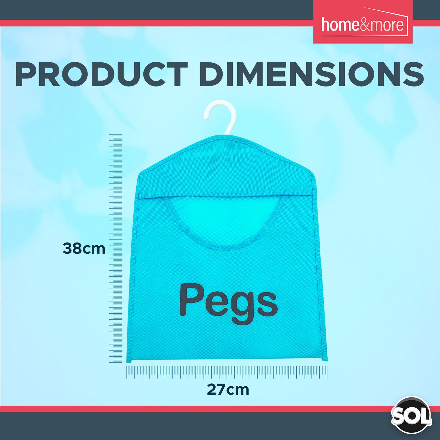 Fabric Clothes Peg Bag with Hanger | Laundry Storage | 2 Pack