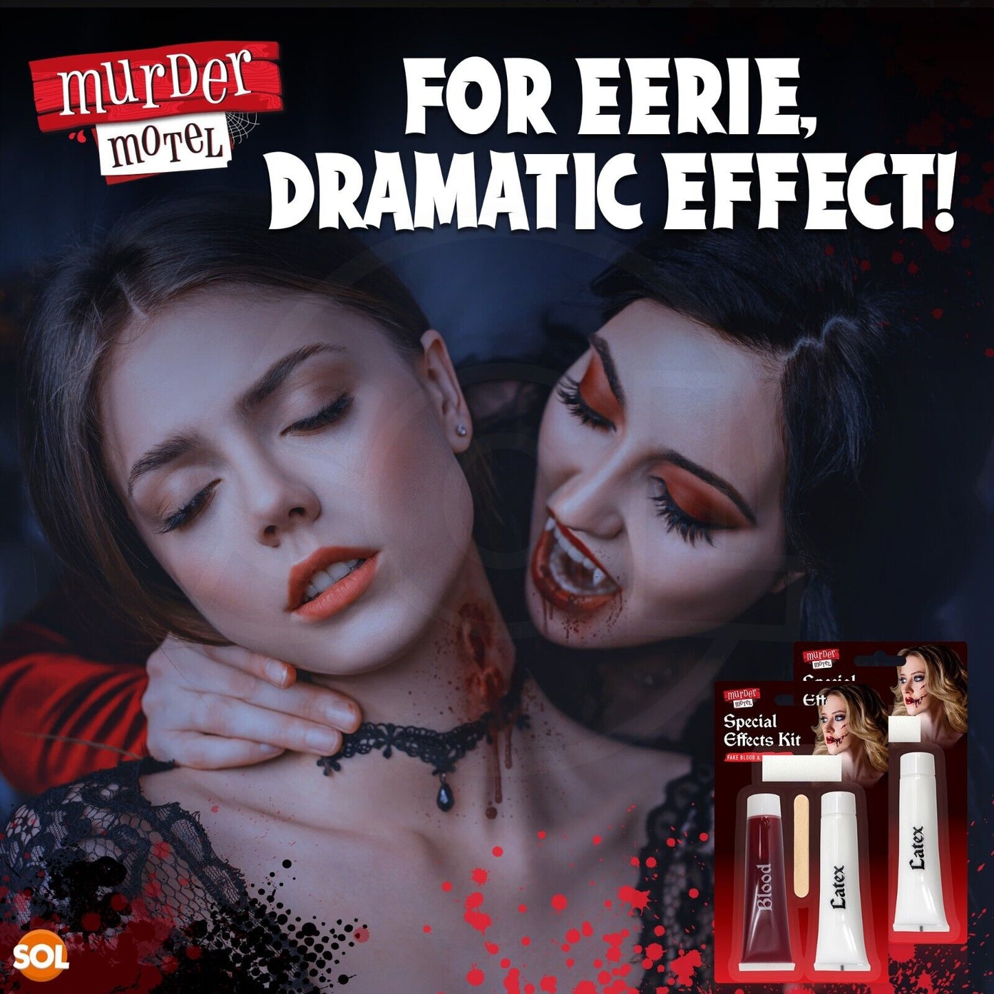Halloween Make Up Kit Horror Face Paint Set - Fake Blood | White Latex | Sponge