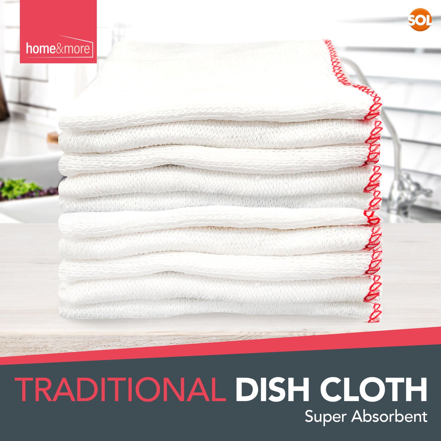 White Cotton Dish Cloths | Absorbent Cleaning Towels | 10 Pack