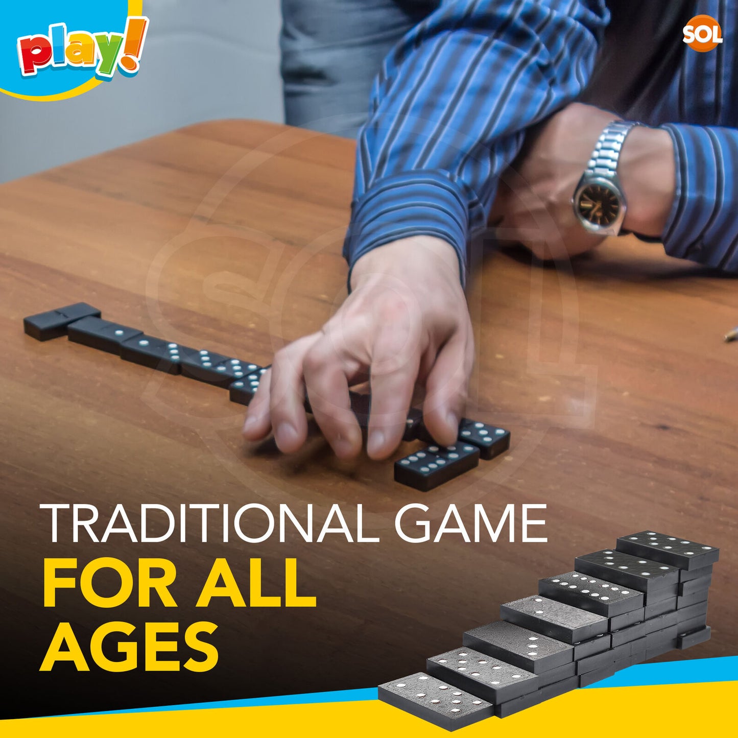Dominoes Game Set | 28 Piece Travel Toy in Wooden Box