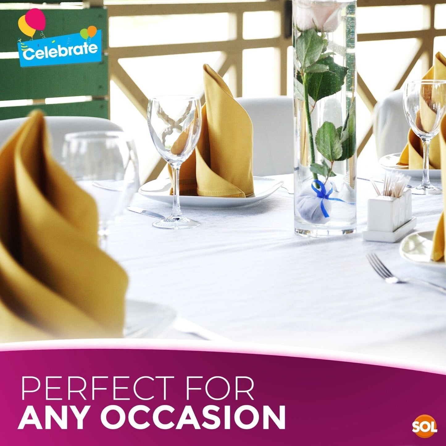 White Plastic Square Table Covers 121x121cm | Disposable Wipe Clean Party Cloth | 6 Pack