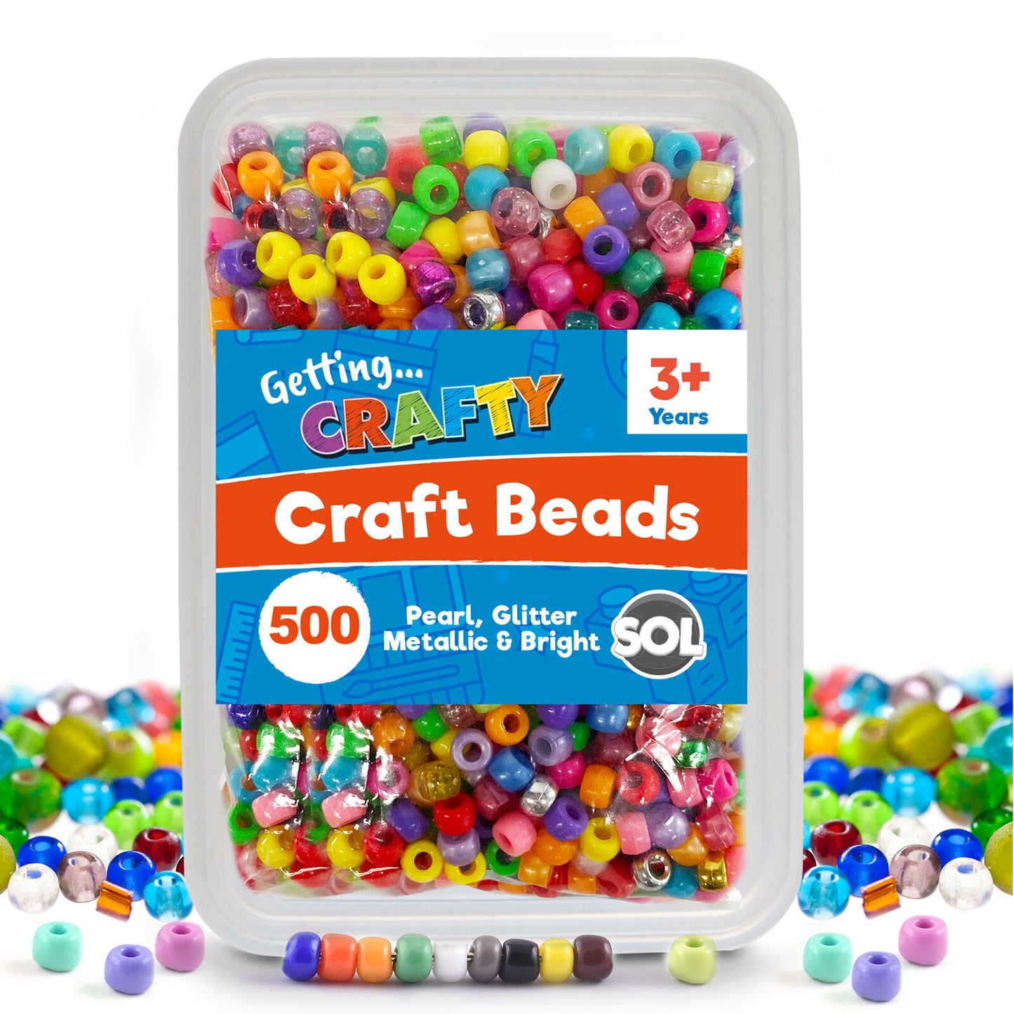 Pony Beads Jewellery Making | Mixed Acrylic Glitter Pearl | 500 Pack