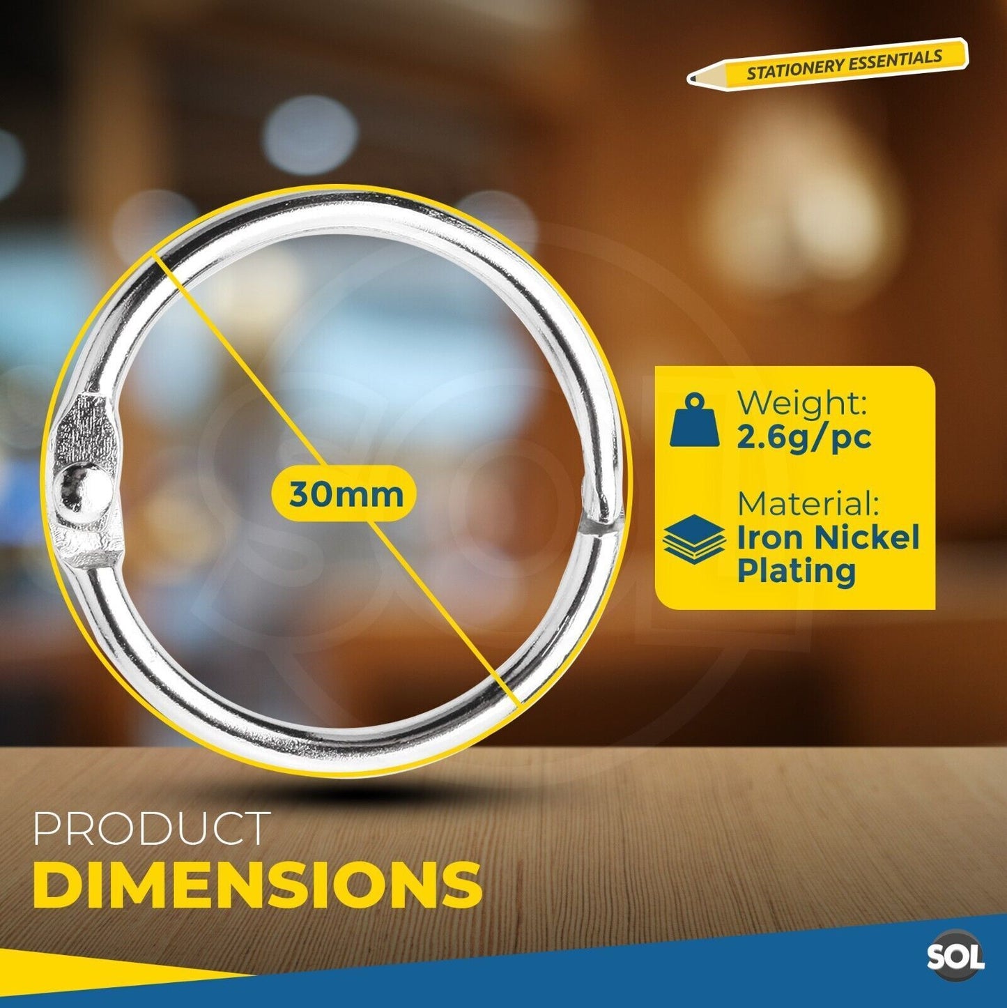 Metal Binder Rings 30mm | Scrapbook Flashcard Key Ring | 70 Pack