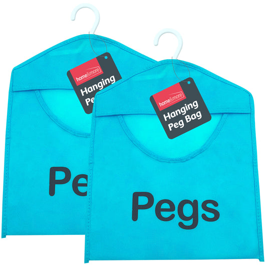 Fabric Clothes Peg Bag with Hanger | Laundry Storage | 2 Pack