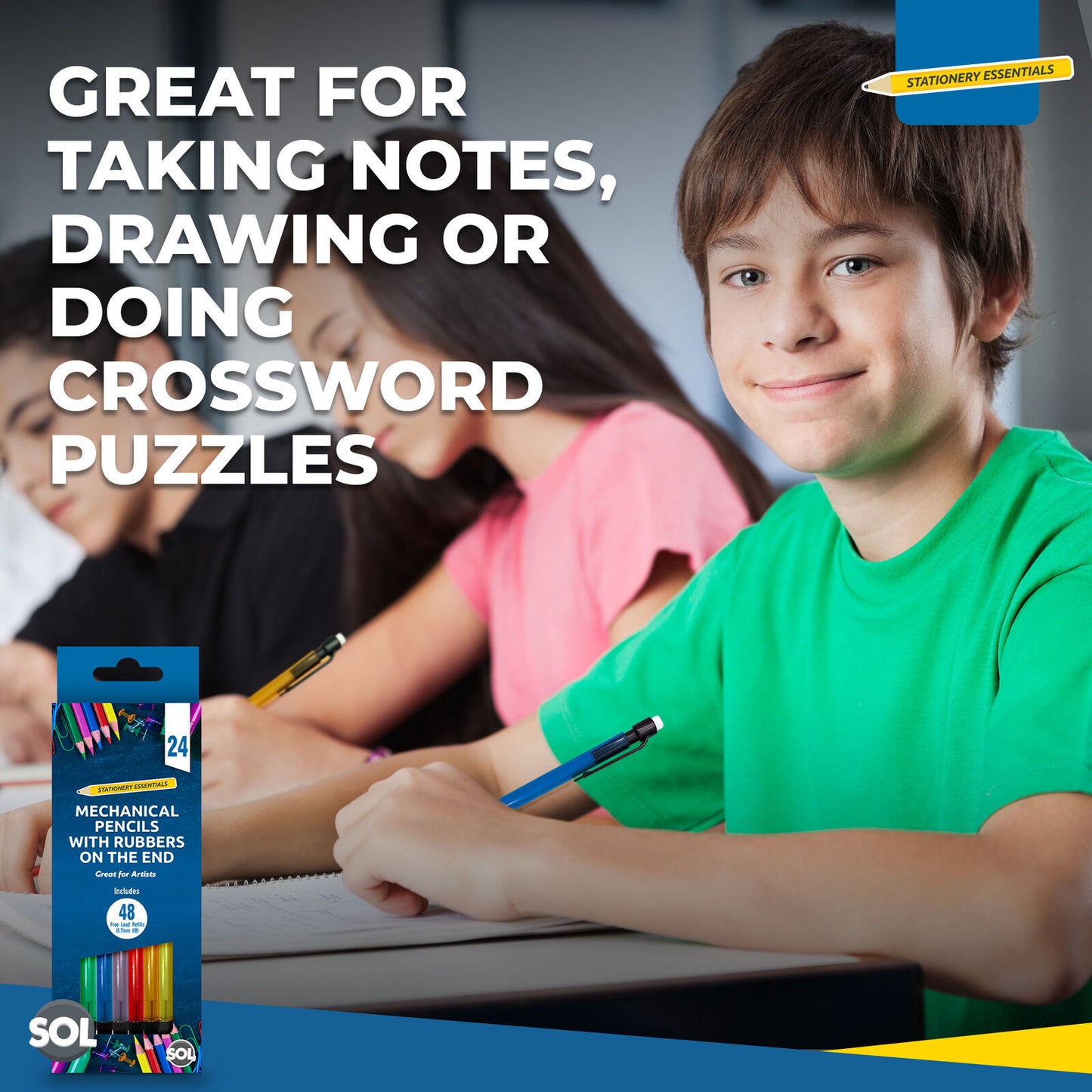 Mechanical Pencils Set 0.7mm with HB Lead Refills and Erasers | 6 Pack