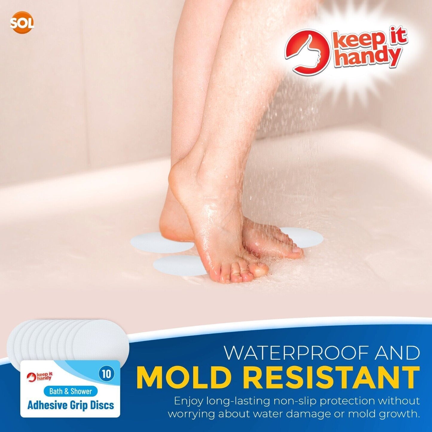 Anti Slip Bath Shower Stickers | 10 Textured Pads