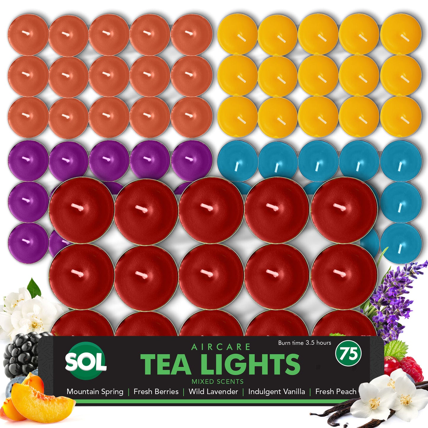 Scented Tea Light Candles | 4 Hour Burn Fragrance | 75 Pack