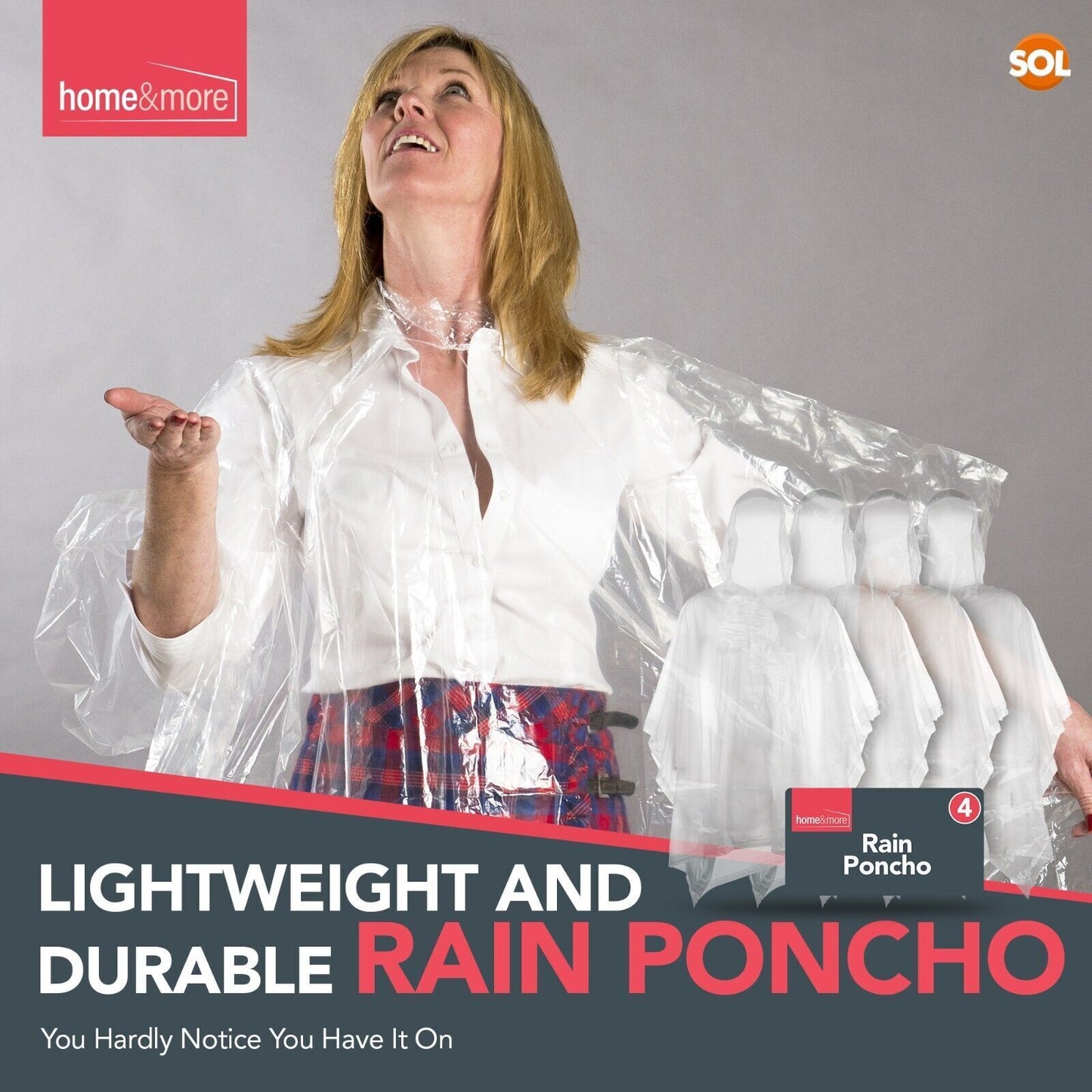 Waterproof Rain Poncho | Adult Disposable Emergency Camping Hiking | 2 Pack
