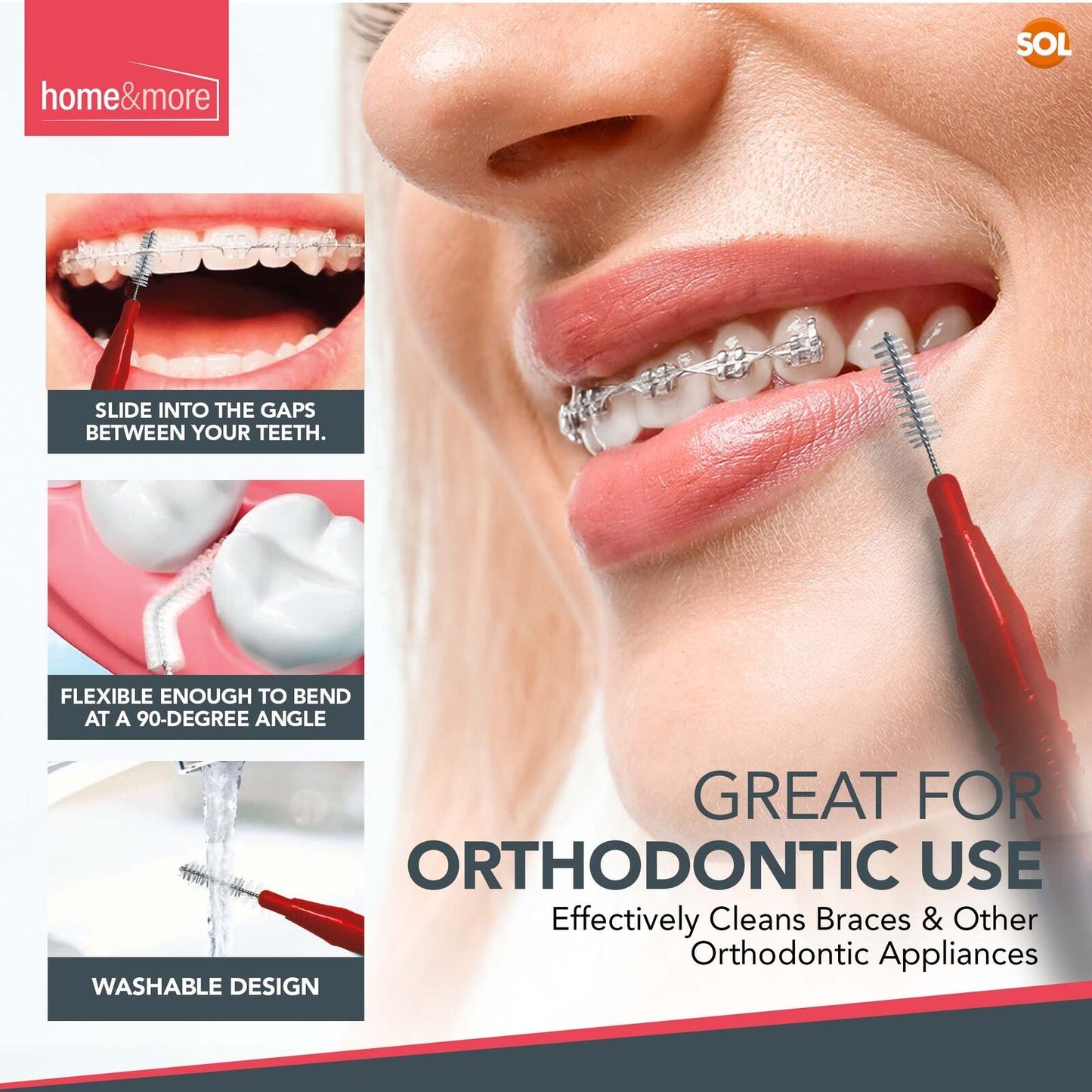 Interdental Brushes Blue & Red | Teeth Cleaning Picks | 180 Pack