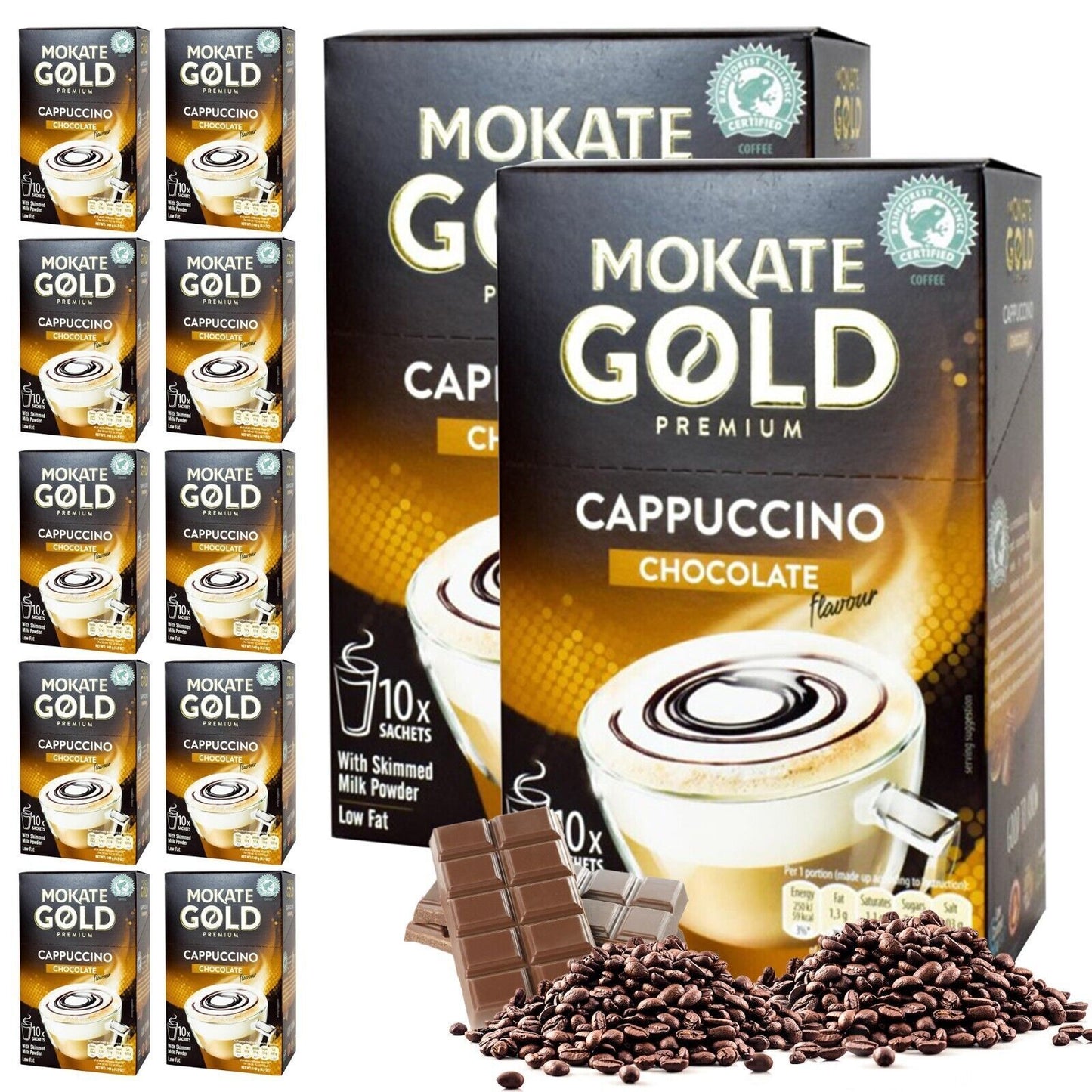 Mokate Gold Cappuccino Coffee Sachets | Classic & Chocolate Instant | 60 Pack