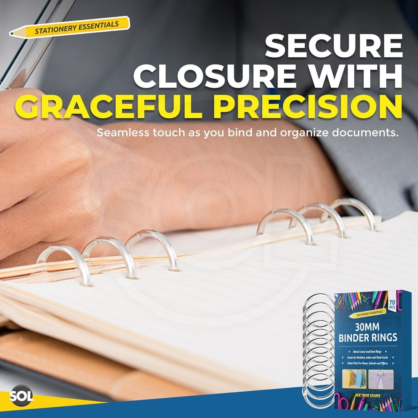 Metal Binder Rings 30mm | Scrapbook Flashcard Key Ring | 70 Pack