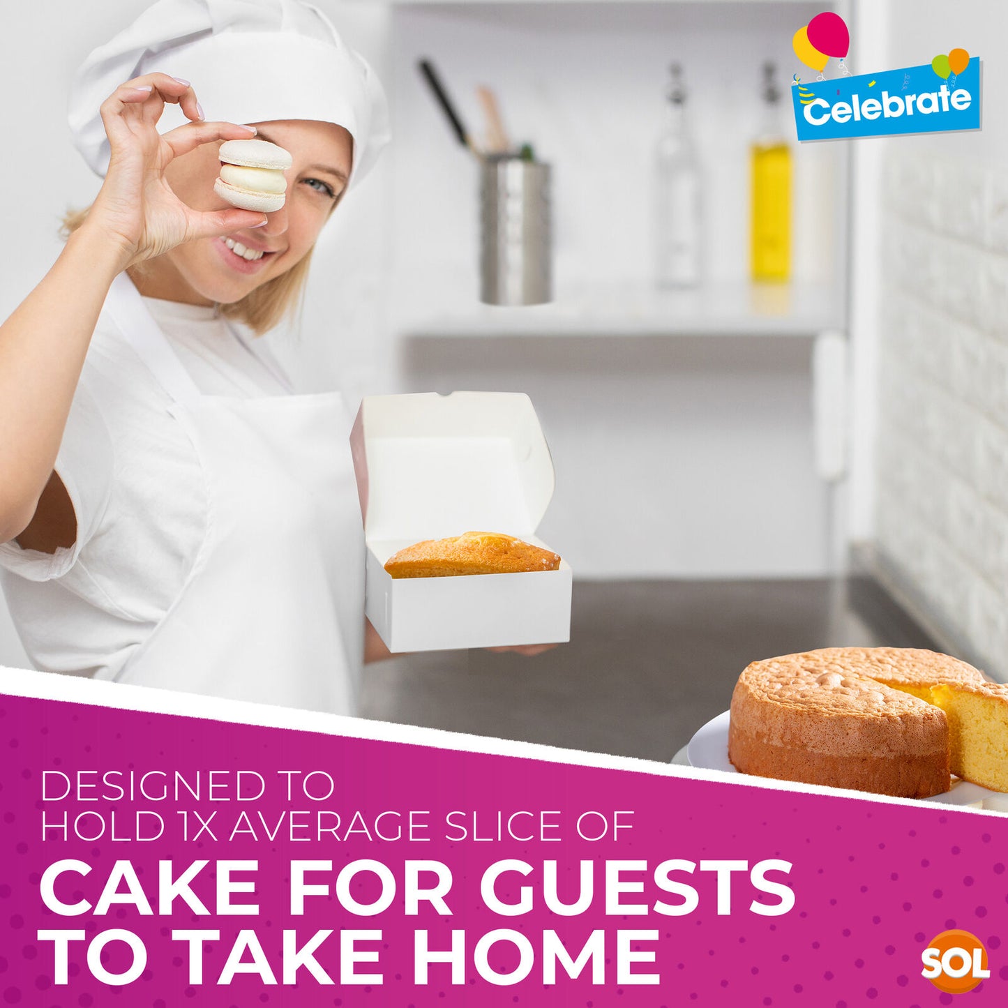 White Single Cake Slice Boxes | Wedding Party Favour | 20 Pack