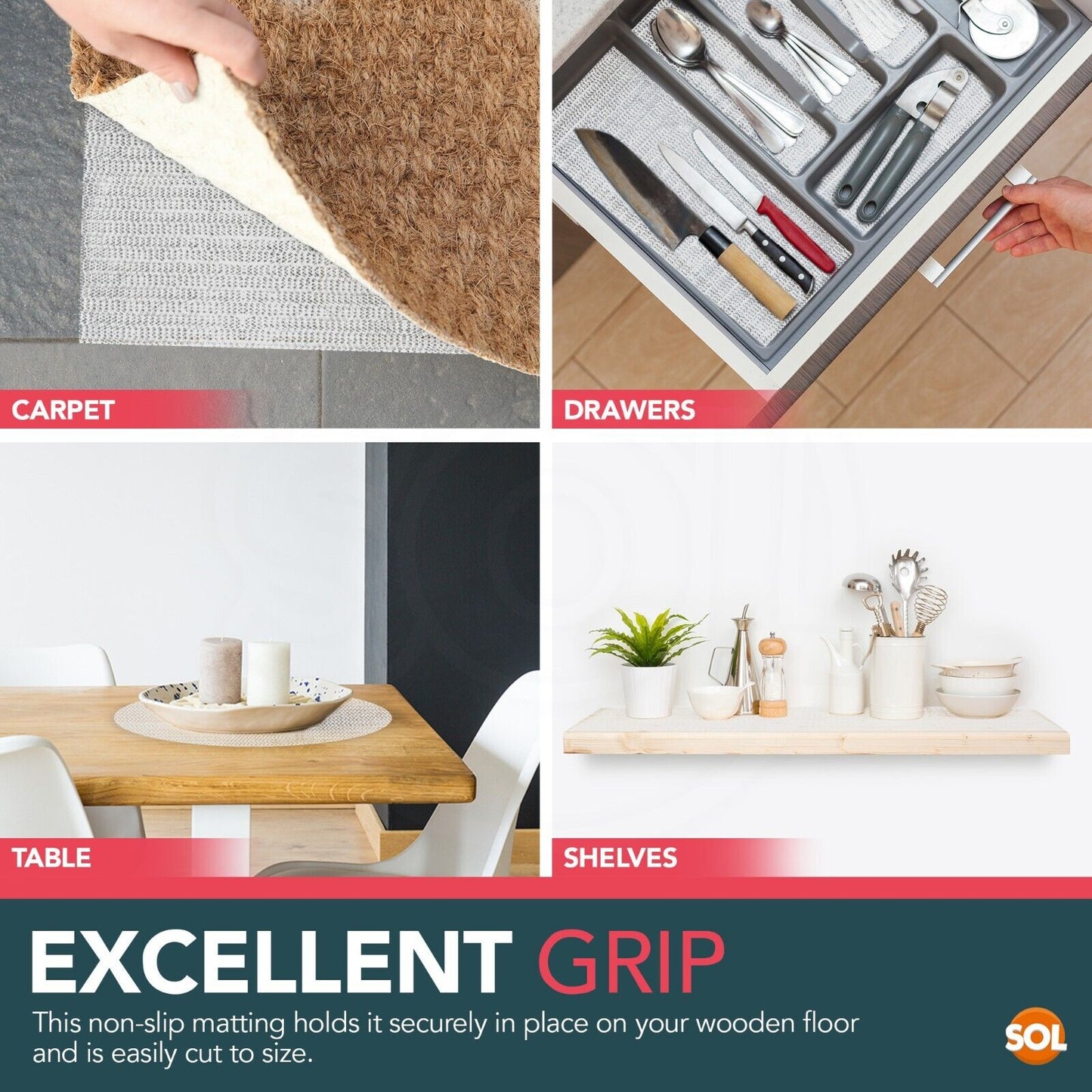 White Anti Slip Mat Roll Grip Multi Purpose Rugs