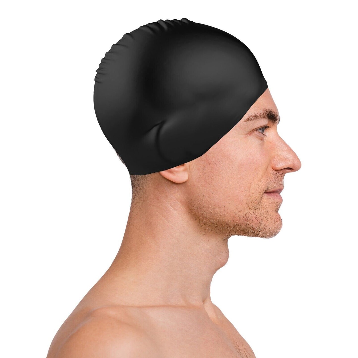 Black Silicone Swimming Cap Adult Waterproof Unisex